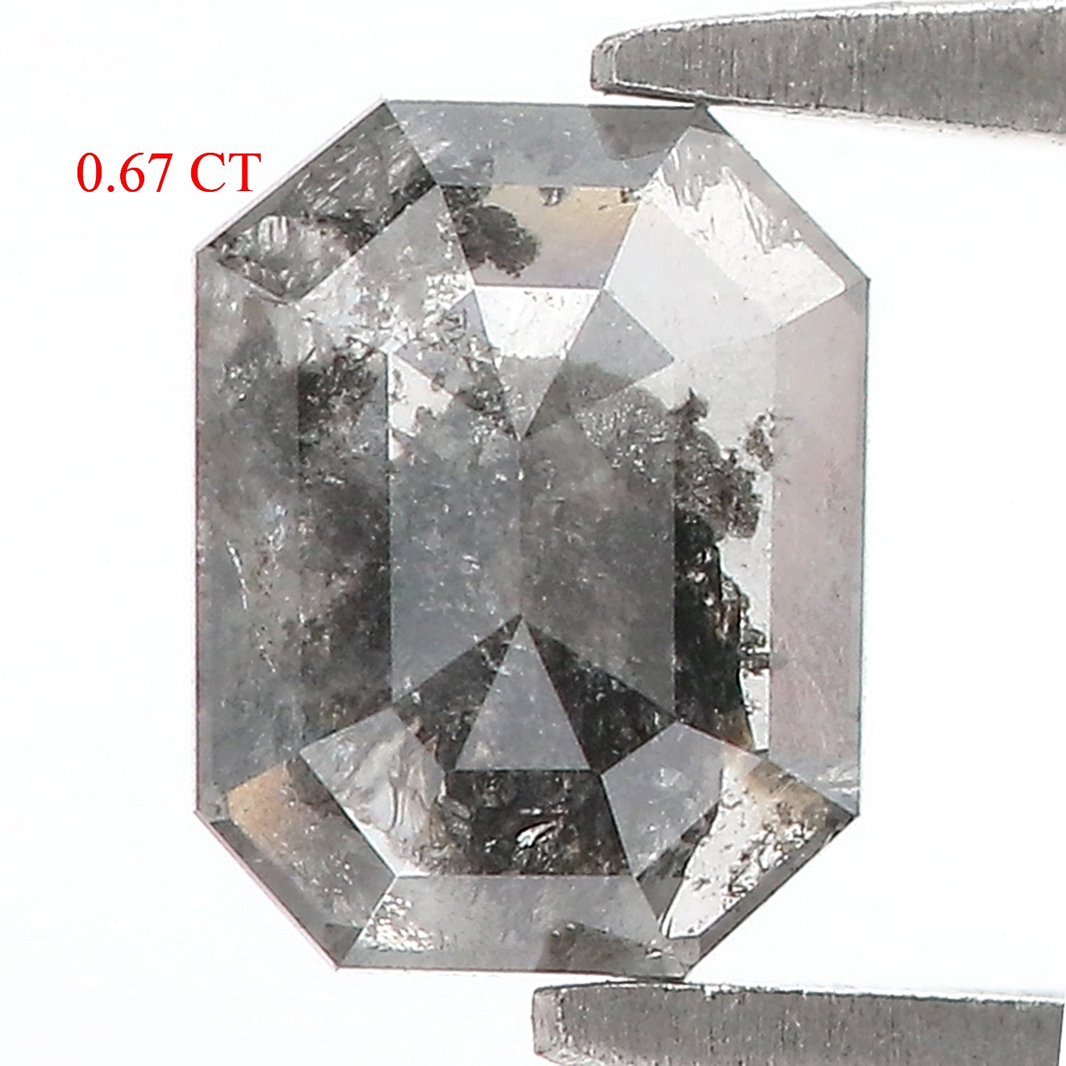0.67 CT Natural Loose Emerald Shape Diamond Black Grey Color Emerald Cut Diamond 6.35 MM Salt And Pepper Emerald Rose Cut Diamond LQ3306