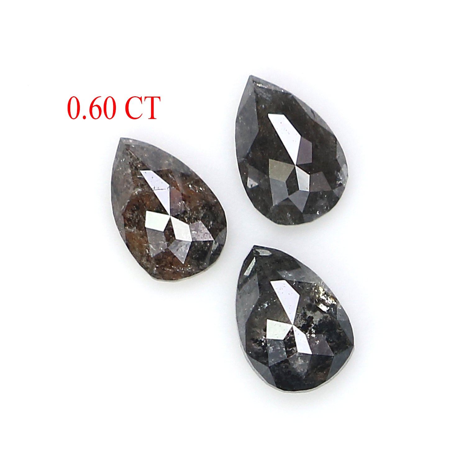 0.60 CT Natural Loose Pear Shape Diamond Salt And Pepper Pear Diamond 4.55 MM Natural Loose Black Grey Color Pear Rose Cut Diamond KQ2700