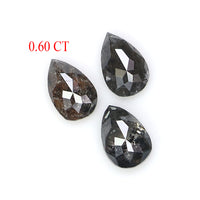 Natural Loose Pear Diamond, Salt And Pepper Diamond, Natural Loose Diamond, Pear Rose Cut Diamond, Pear Diamond 0.60 CT Pear Shape KR2700