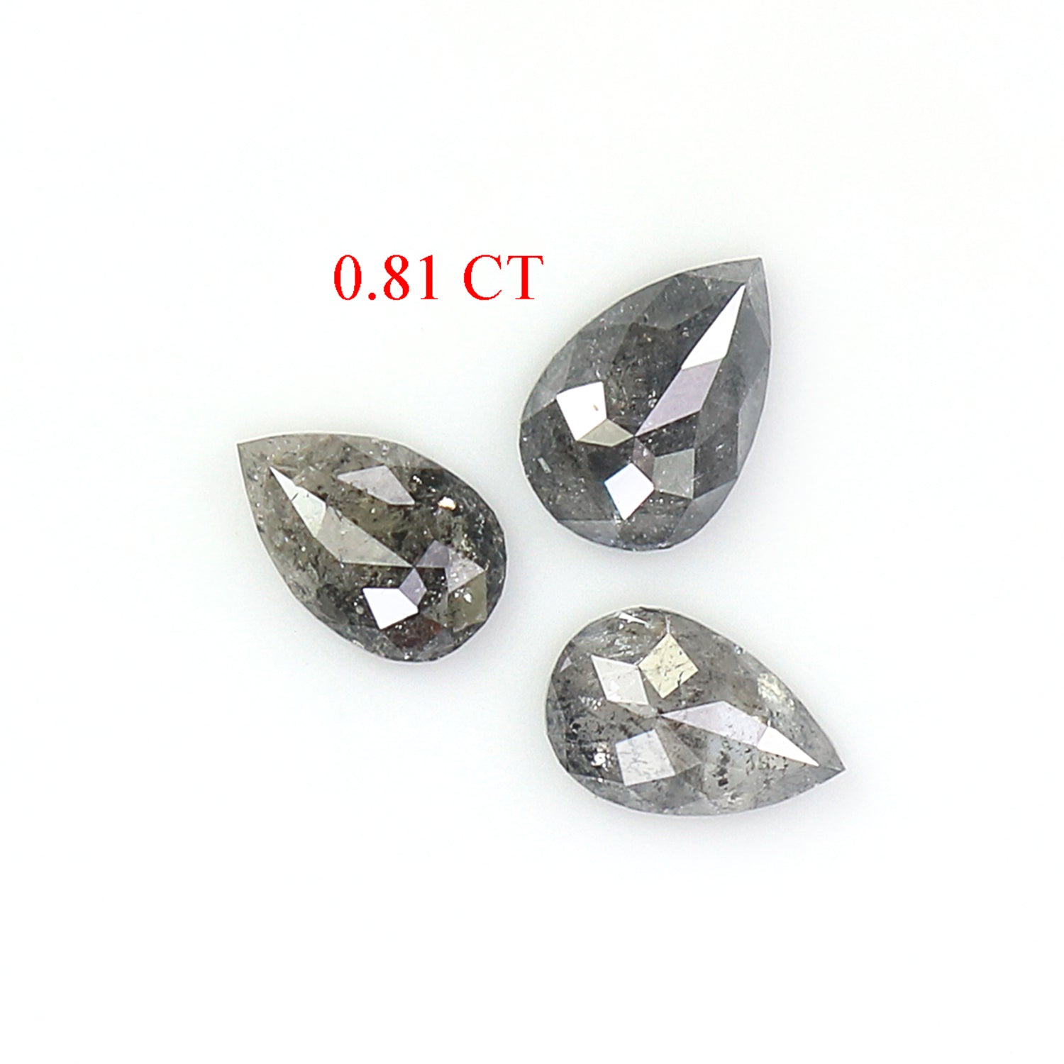 0.81 CT Natural Loose Pear Shape Diamond Salt And Pepper Pear Cut Diamond 5.70 MM Natural Loose Black Grey Color Pear Rose Cut Diamond N2285