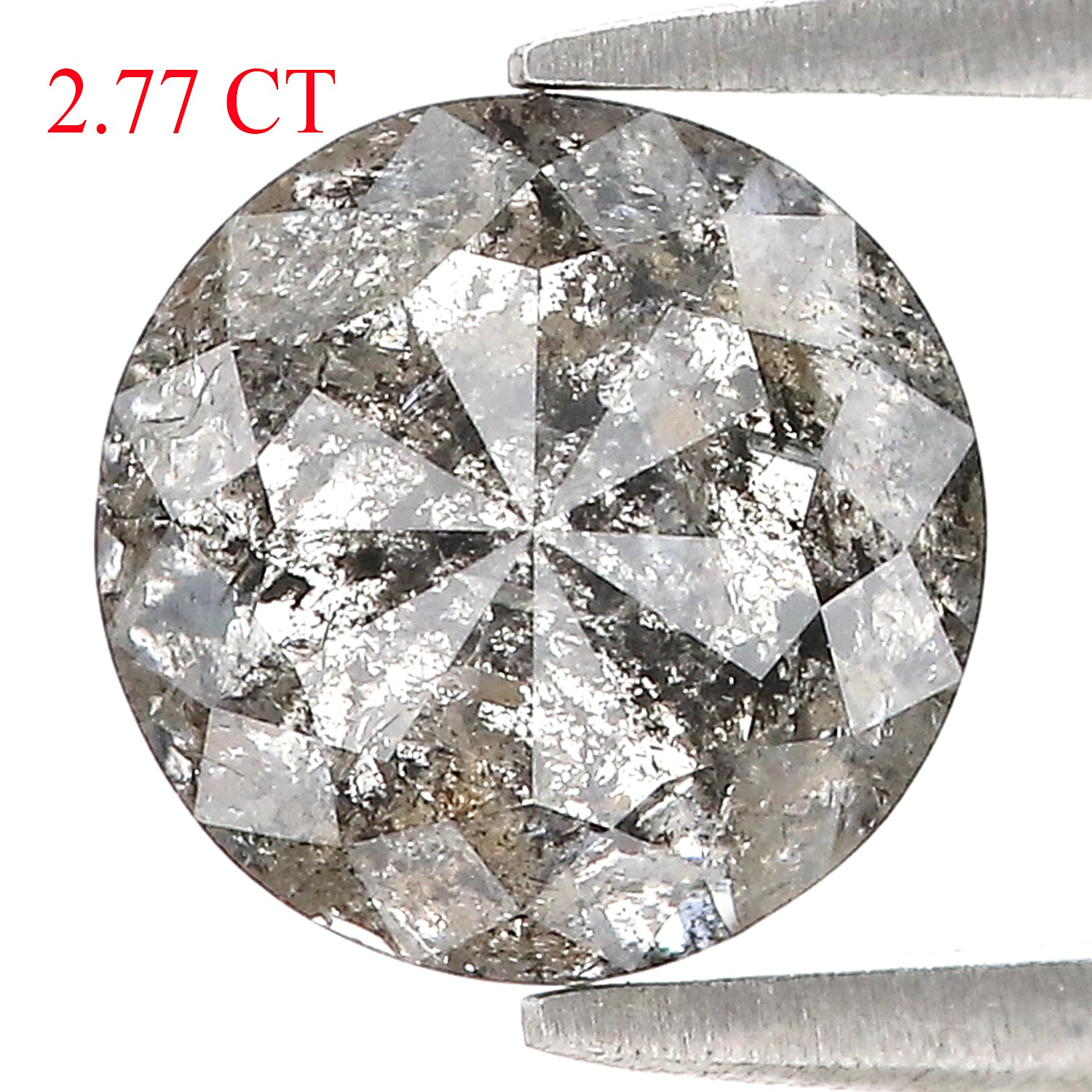 2.77 Ct Natural Loose Round Rose Cut Diamond Black Gray Color Round Diamond 8.40 MM Natural Loose Salt and Pepper Rose Cut Diamond QL9731
