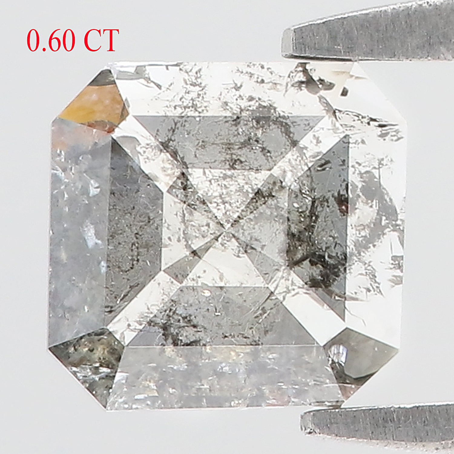 0.60 CT Natural Loose Radiant Shape Diamond Salt And Pepper Radiant Cut Diamond 6.00 MM Natural Black Grey Radiant Rose Cut Diamond LQ7457