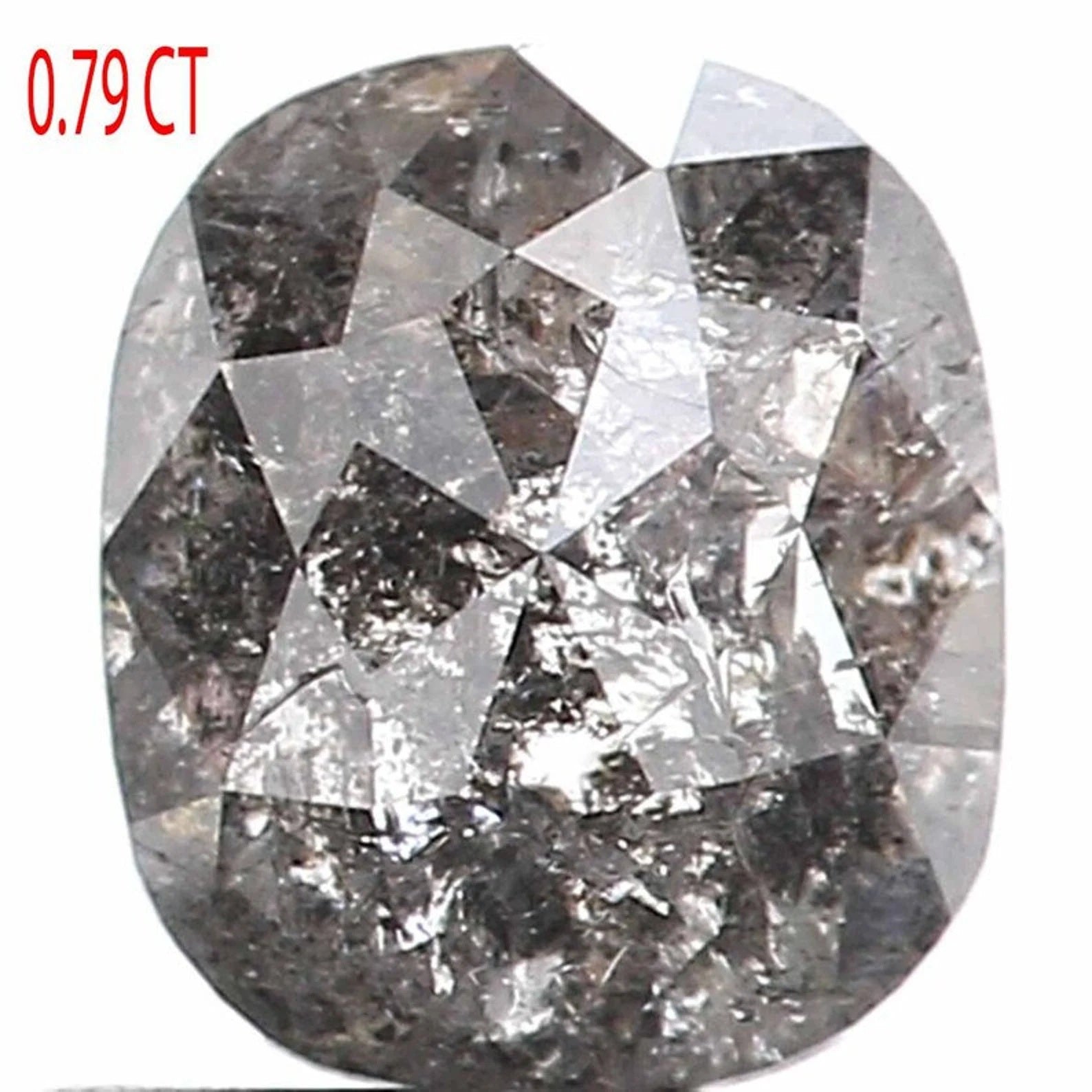 0.79 CT Natural Loose Cushion Shape Diamond Salt And Pepper Diamond 5.70 MM Natural Loose Black Grey Color Cushion Rose Cut Diamond QN723