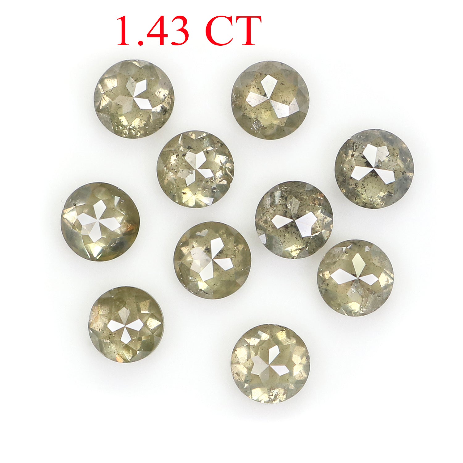 1.43 CT Natural Loose Rose Cut Diamond Grey Green Color Round Diamond 3.00 MM Natural Loose Grey Green Round Rose Cut Shape Diamond NQ409