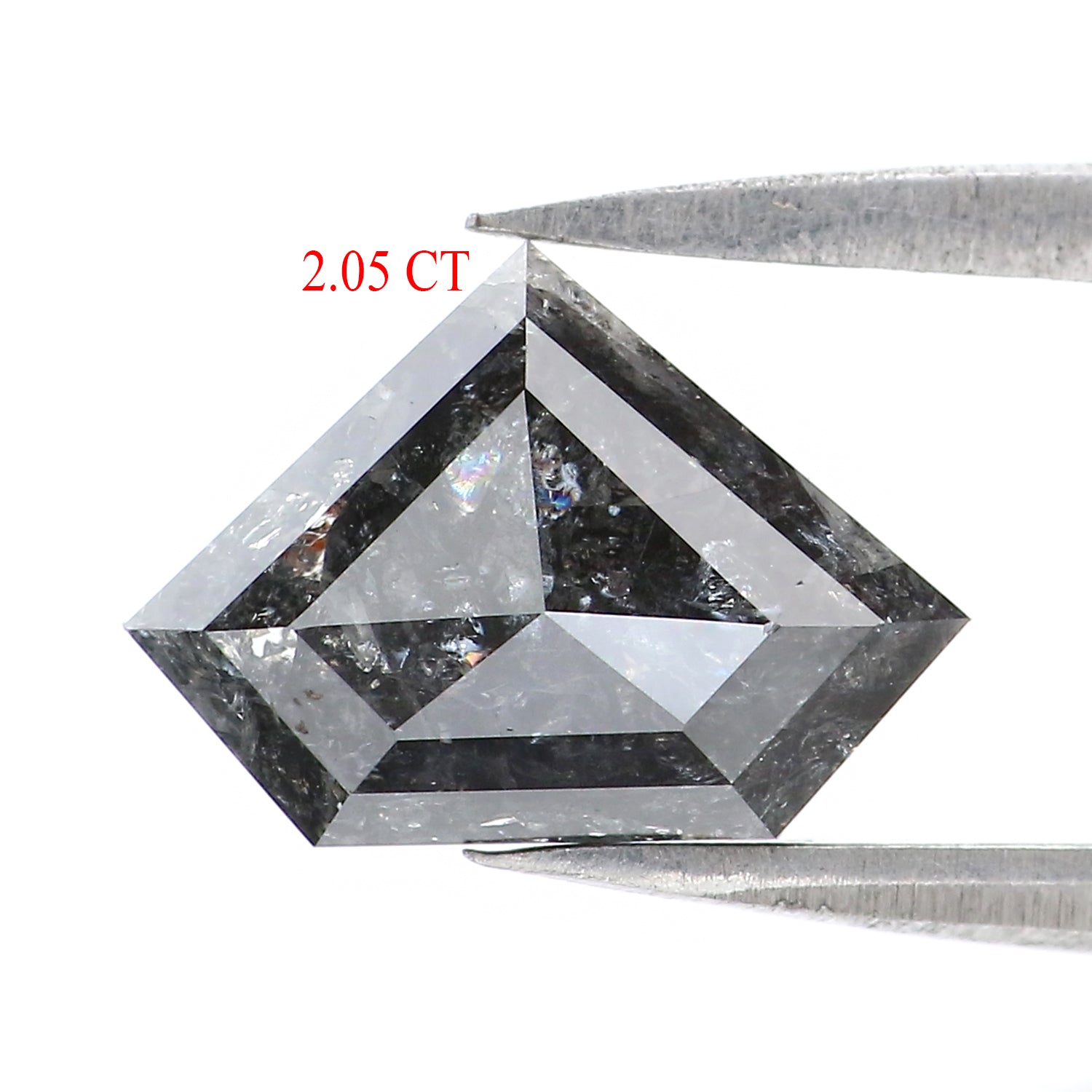 2.05 Ct Natural Loose Shield Shape Diamond Salt And Pepper Shield Cut Diamond 7.50 MM Natural Black Gray Color Shield Rose Cut Diamond LC20