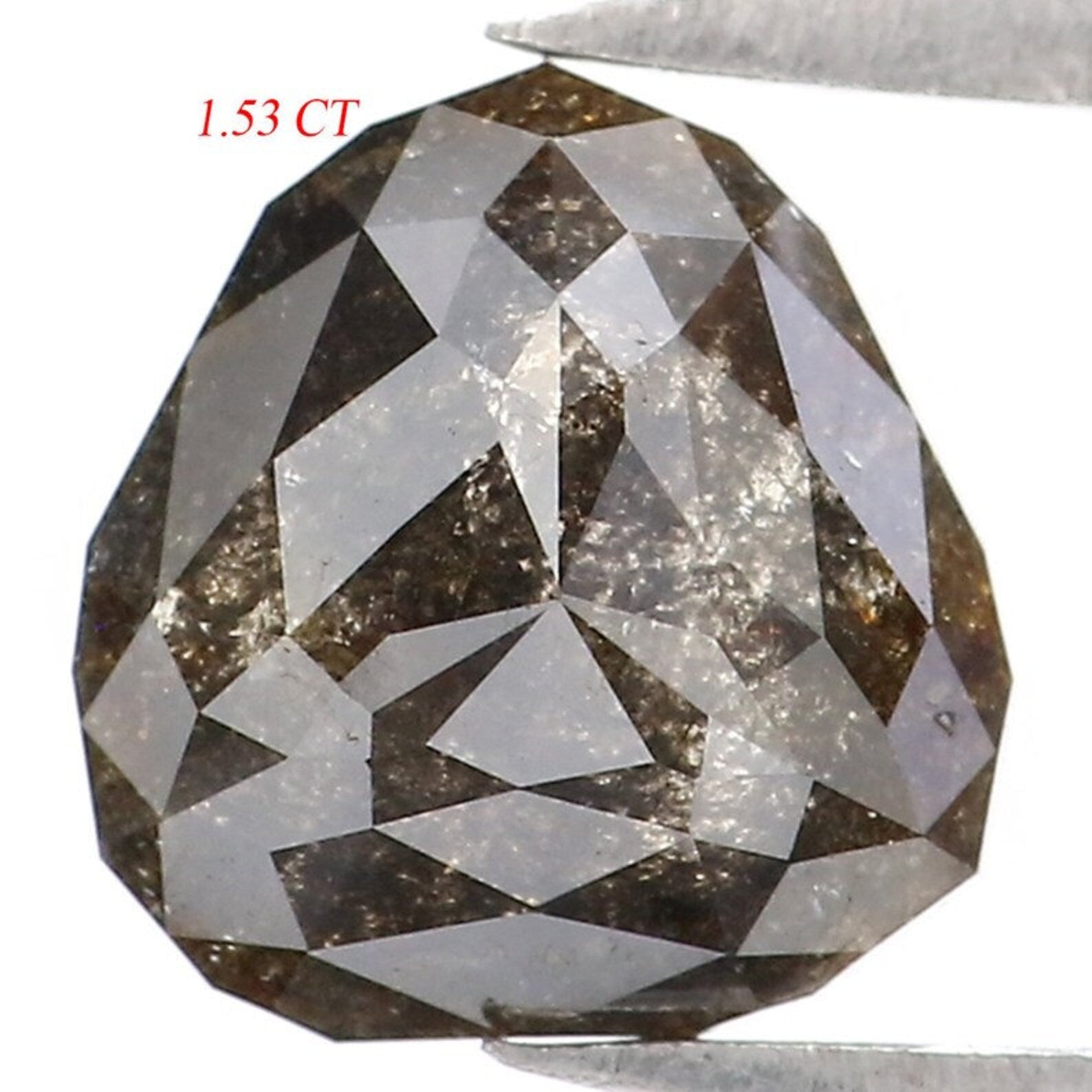 1.53 CT Natural Loose Triangle Shape Diamond Salt And Pepper Triangle Diamond 7.30 MM Black Brown Color Triangle Rose Cut Diamond NQ9453