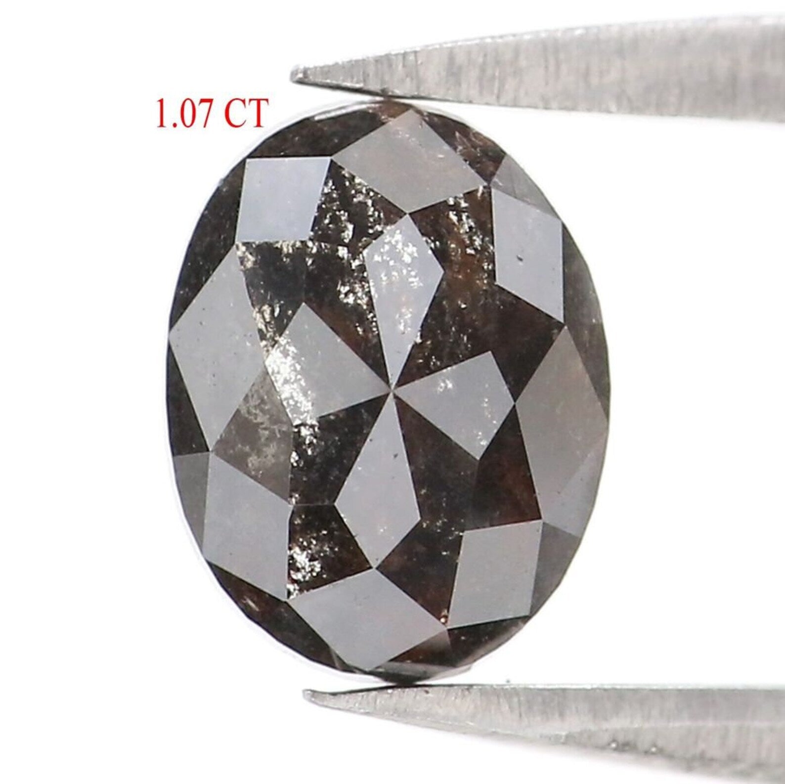 1.07 CT Natural Loose Oval Shape Diamond Salt And Pepper Oval Cut Diamond 7.15 MM Natural Loose Diamond Oval Shape Rose Cut Diamond QN404