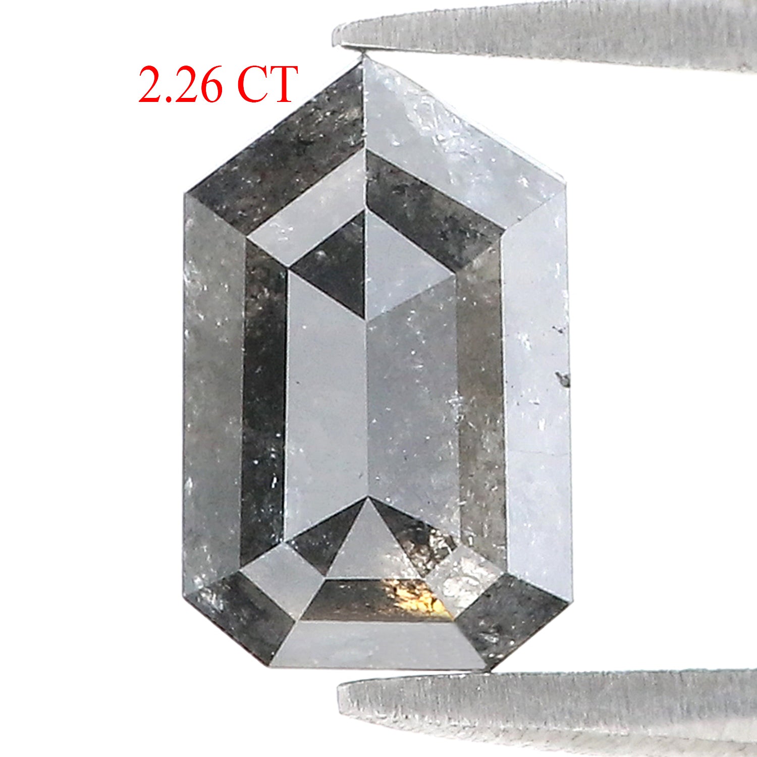 2.26 Ct Natural Loose Shield Shape Diamond Salt And Pepper Shield Diamond 9.60 MM Natural Black Grey Color Shield Rose Cut Diamond LQ8216