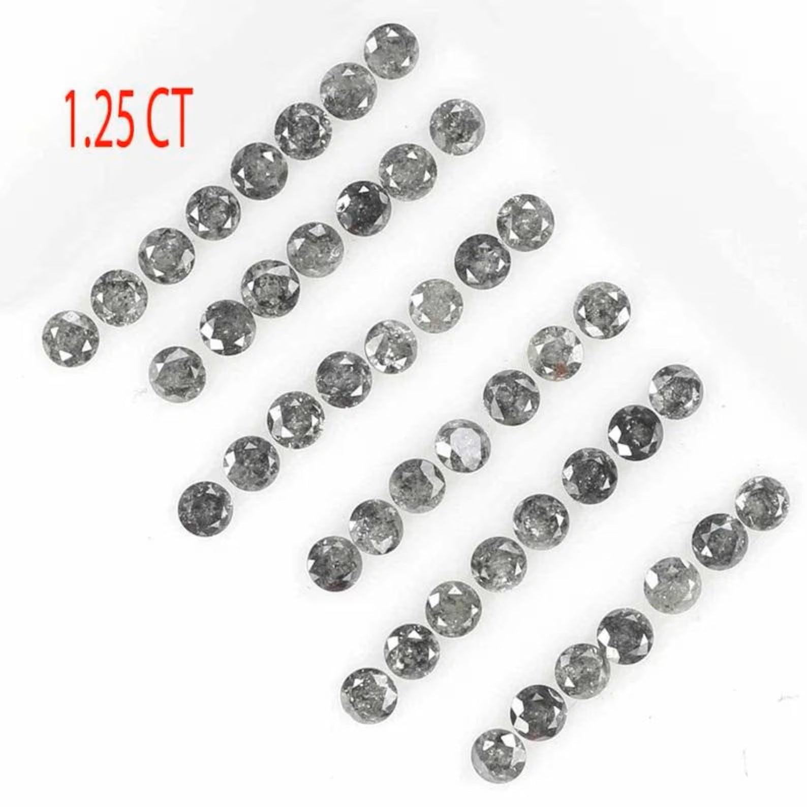 1.25 Ct Natural Loose Round Brilliant Cut Diamond Salt And Pepper Diamond 1.80 MM Natural Diamond Black Grey Color Round Cut Diamond NQ833