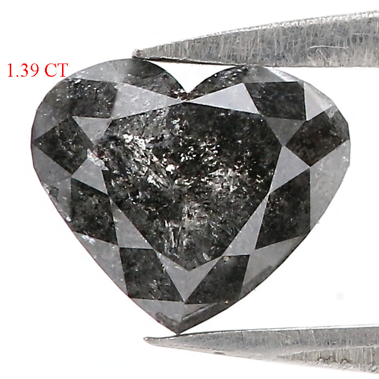 1.39 CT Natural Loose Heart Shape Diamond Salt And Pepper Heart Shape Diamond 6.20 MM Natural Black Grey Color Heart Rose Cut Diamond LQ3038