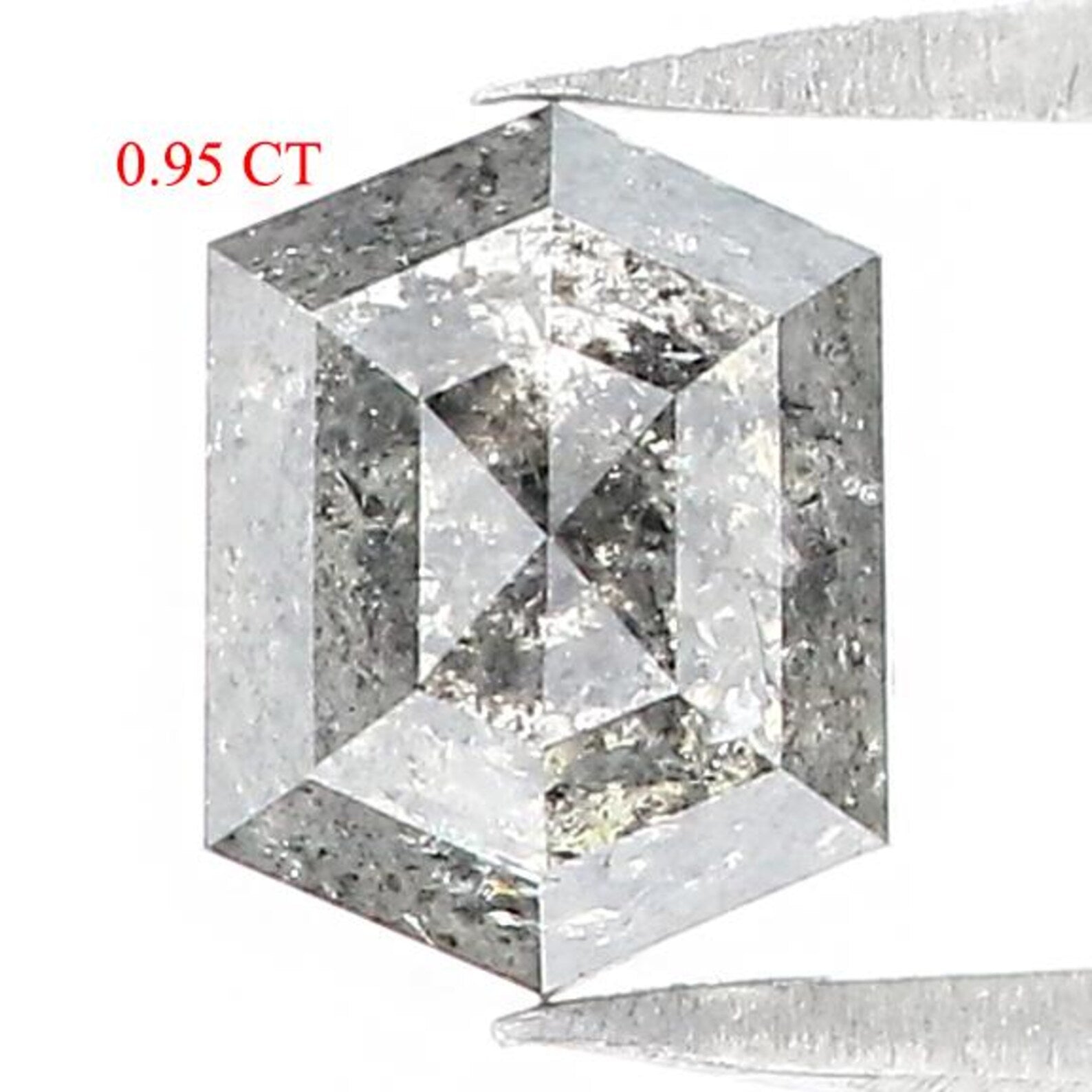 0.95 CT Natural Loose Hexagon Shape Diamond Salt And Pepper Hexagon Cut Diamond 6.40 MM Natural Loose Hexagon Shape Rose Cut Diamond QN1448