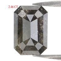 Natural Loose Emerald Diamond, Salt And Pepper Emerald Diamond, Natural Loose Diamond, Emerald Cut Diamond, 2.46 CT Emerald Shape L3001