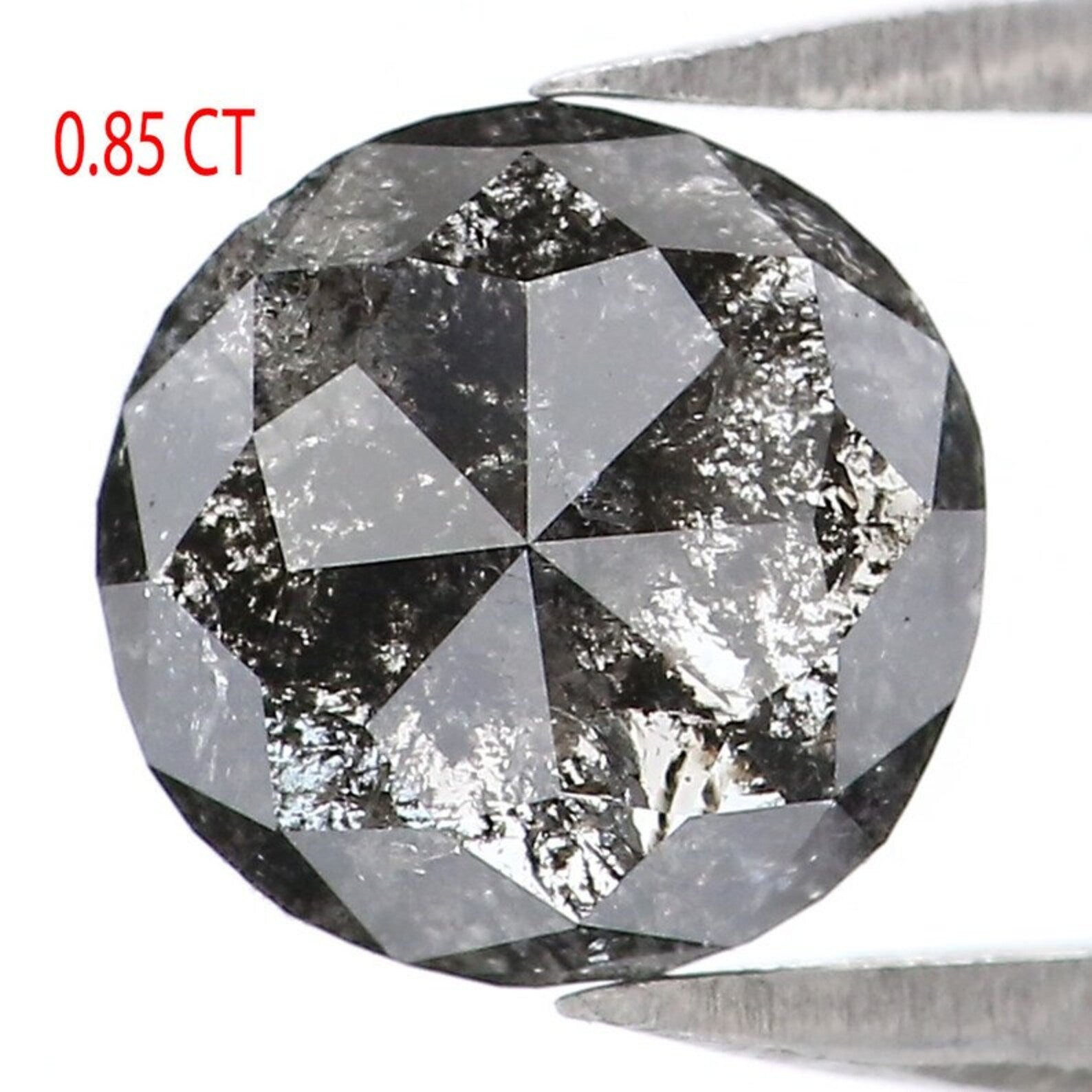 0.85 CT Natural Loose Round Rose Cut Diamond Salt And Pepper Round Cut Diamond 6.40 MM Natural Black Grey Color Round Shape Diamond NQ2021