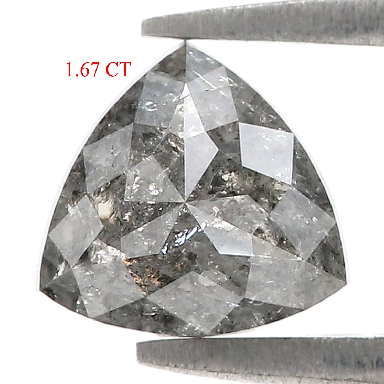 1.67 CT Natural Loose Triangle Shape Diamond Salt And Pepper Triangle Cut Diamond 7.10 MM Natural Black Grey Color Triangle Diamond L3504