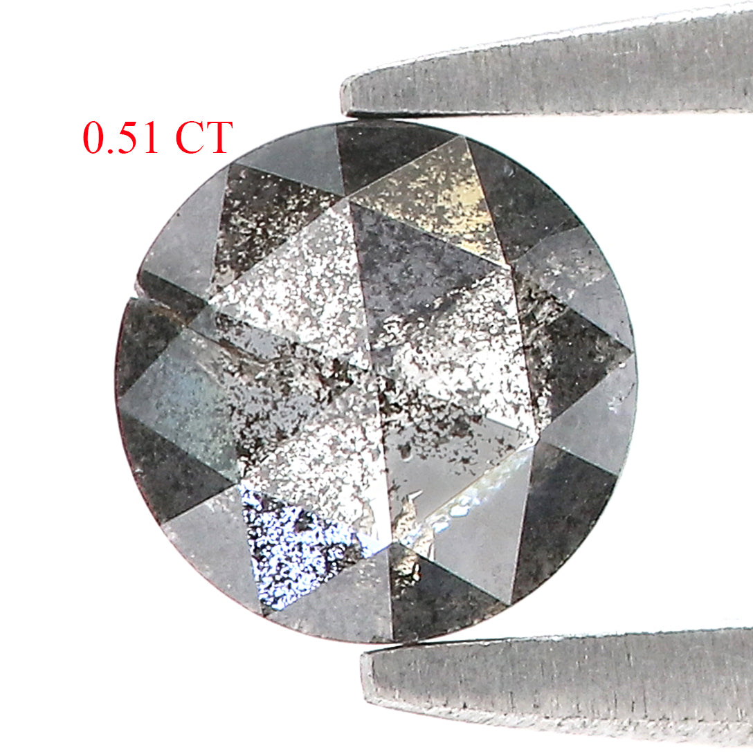 0.51 CT Natural Loose Round Rose Cut Diamond Salt And Pepper Round Diamond 5.20 MM Natural Loose Black Grey Color Rose Cut Diamond LQ5981