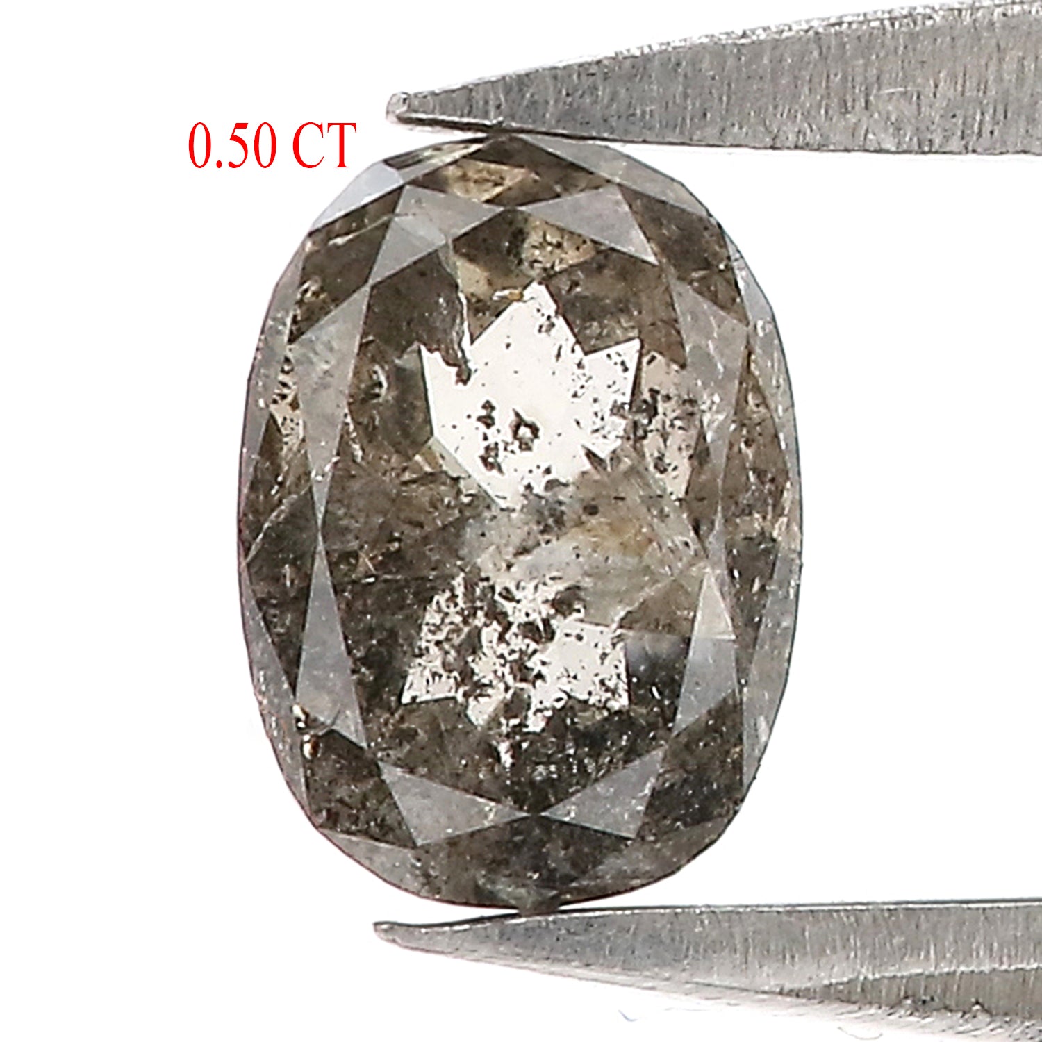 0.50 Ct Natural Loose Oval Shape Diamond Salt And Pepper Oval Diamond 5.60 MM Natural Diamond Black Grey Color Oval Rose Cut Diamond LQ3050