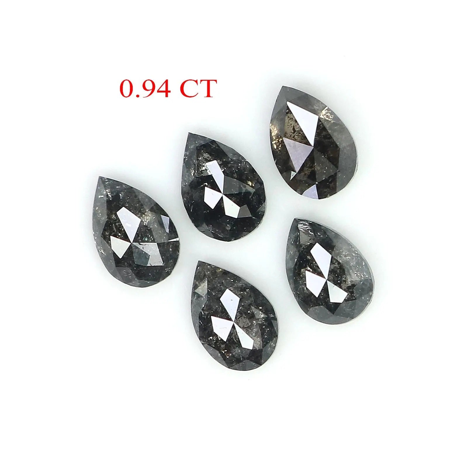 0.94 CT Natural Loose Pear Diamond Salt And Pepper Diamond 4.20 MM Natural Loose Diamond Black Grey Color Pear Shape Rose Cut Diamond NQ1568