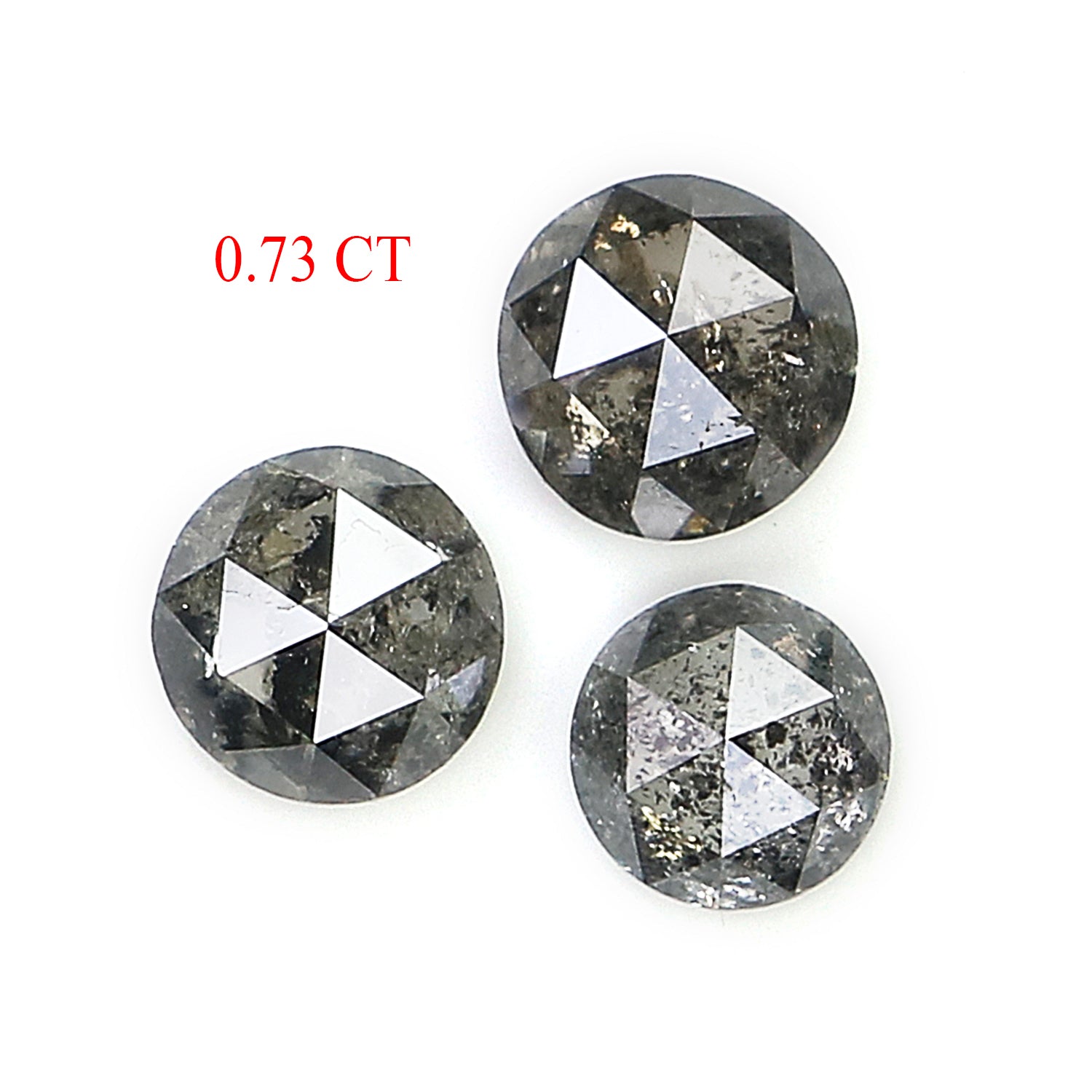 0.73 Ct Natural Loose Round Rose Cut Diamond Salt And Pepper Round Diamond 3.50 MM Natural Black Grey Color Round Rose Cut Diamond KQ2033