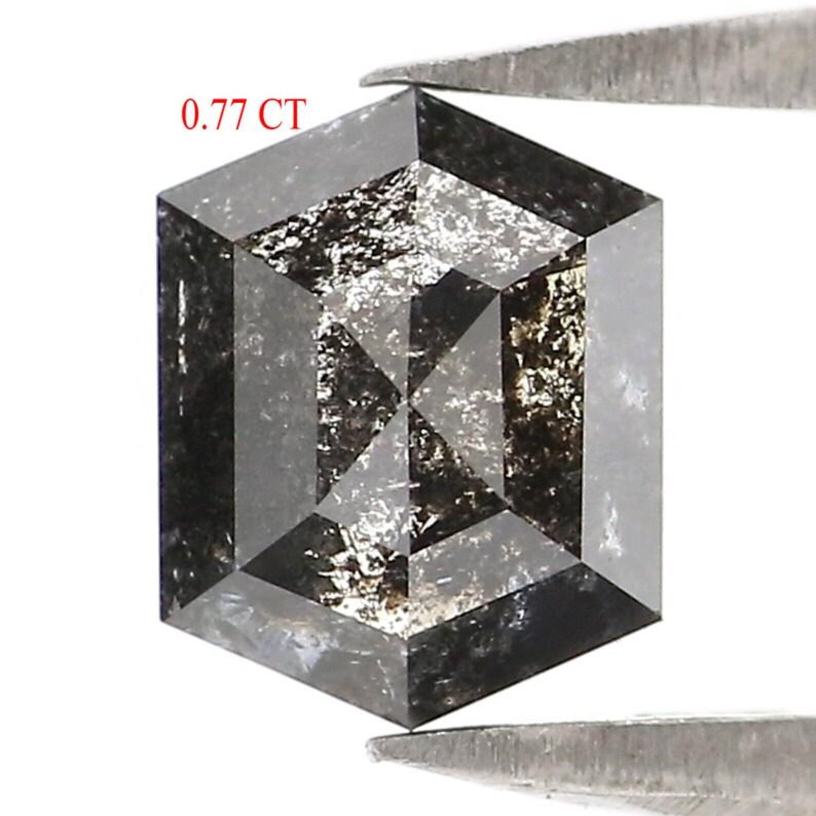 0.77 CT Natural Loose Hexagon Shape Diamond Salt And Pepper Hexagon Diamond 6.20 MM Natural Loose Diamond Hexagon Rose Cut Diamond NQ2467