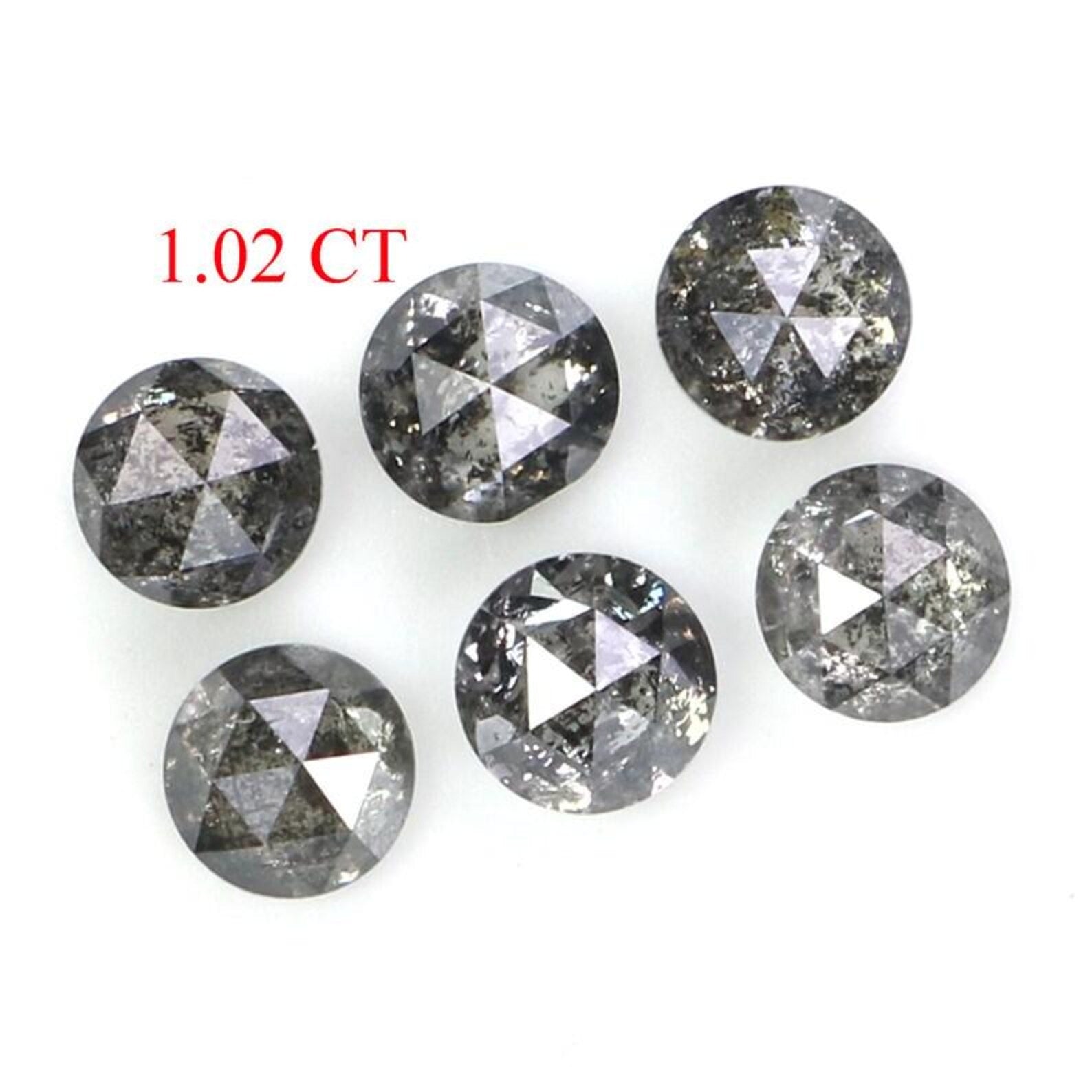 1.02 Ct Natural Loose Round Rose Cut Diamond Salt And Pepper Round Diamond 3.30 MM Natural Black Grey Color Round Rose Cut Diamond NQ2311