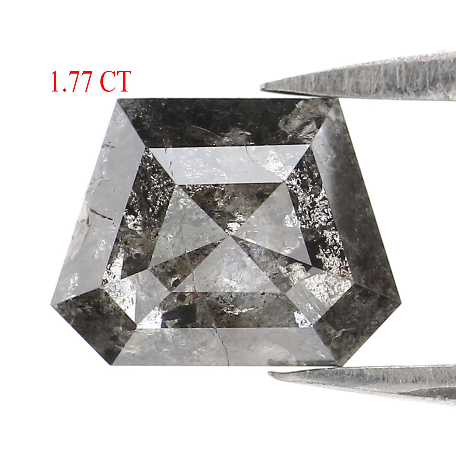 1.77 Ct Natural Loose Coffin Shape Diamond Salt And Pepper Coffin Diamond 6.30 MM Natural Black Gray Diamond Coffin Rose Cut Diamond LQ2870