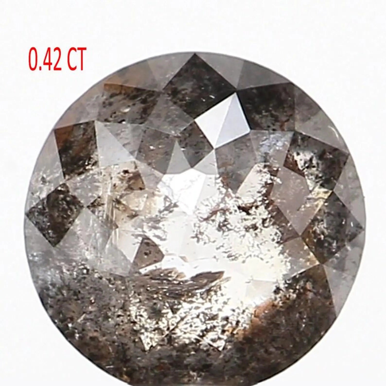 0.42 CT Natural Loose Round Shape Diamond Salt And Pepper Round Cut Diamond 4.60 MM Natural Black Grey Color Round Rose Cut Diamond NQ1076