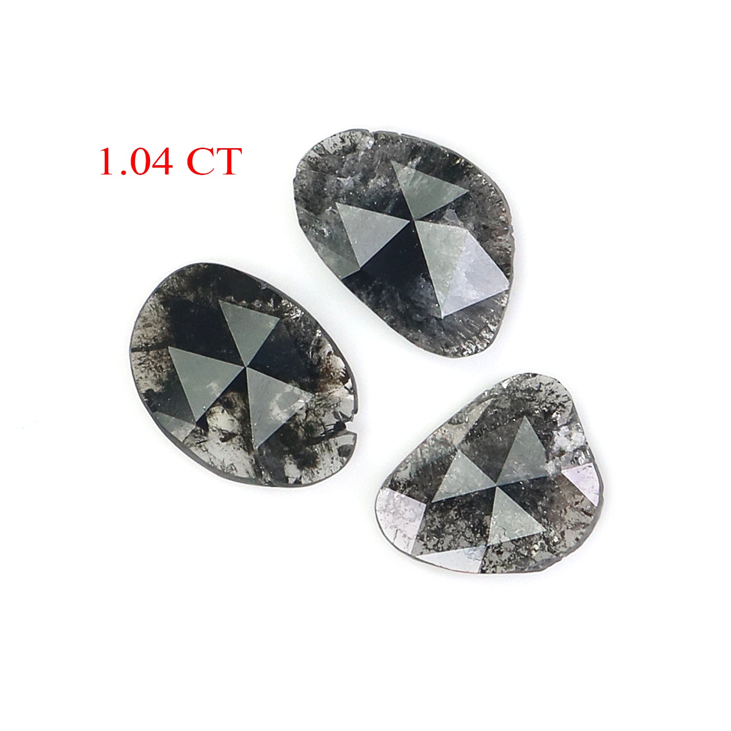 1.04 CT Natural Loose Slice Shape Diamond Salt And Pepper Slice Uncut Diamond 7.55 MM Natural Black Grey Diamond Irregular Cut Diamond L3544