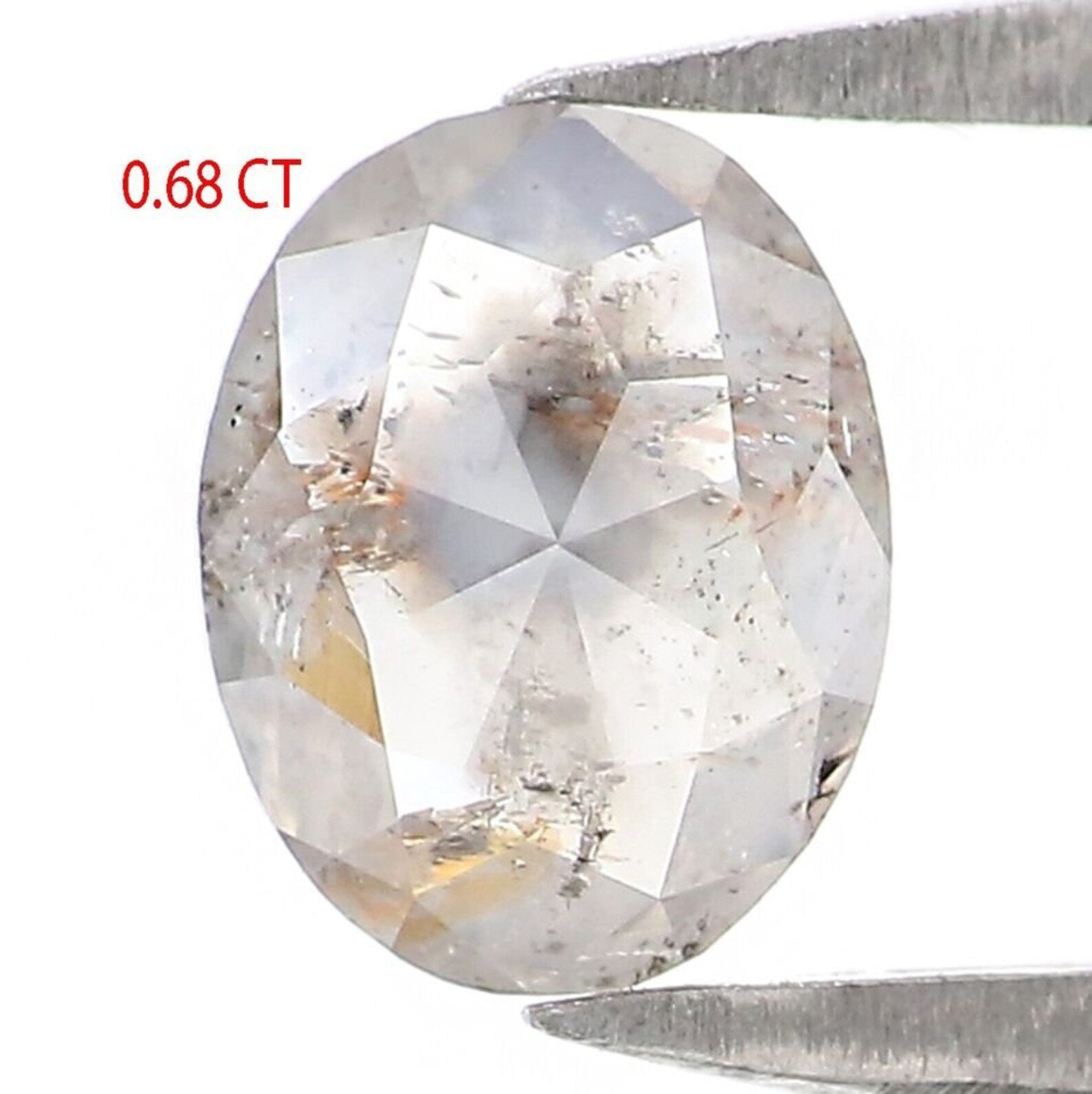 0.68 CT Natural Loose Oval Diamond Grey Color Diamond 6.25 MM Natural Loose Diamond Salt And Pepper Oval Rose Cut Diamond QN2185