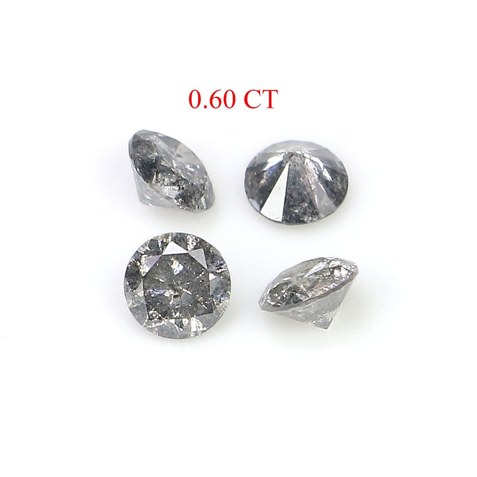 0.60 CT Natural Loose Round Shape Diamond Salt And Pepper Round Diamond 3.40 MM Natural Black Gray Color Round Brilliant Cut Diamond NQ1612