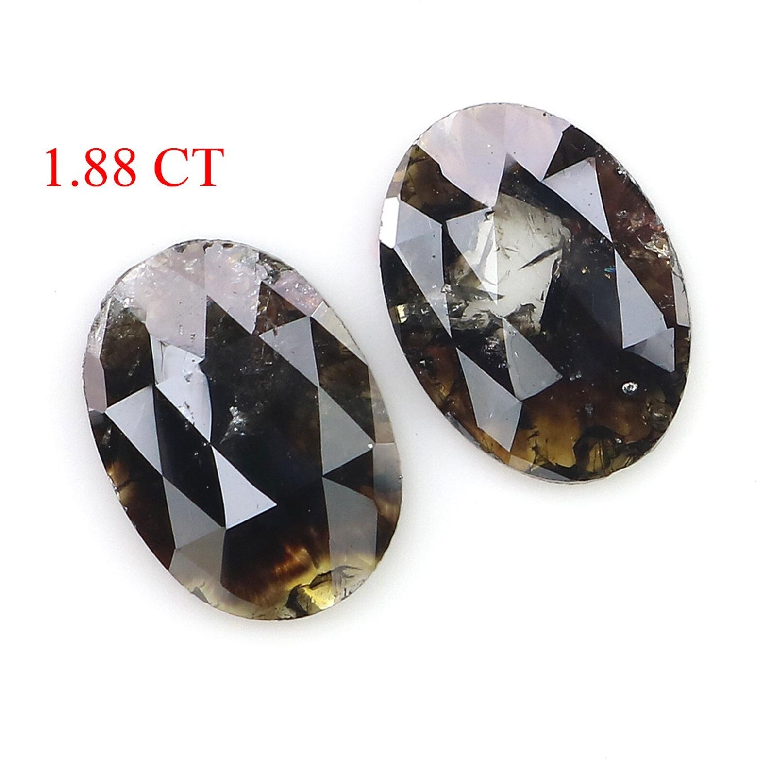 .88 CT Natural Loose Oval Cut Pair Diamond Brown Color Oval Shape Diamond 10.00 MM Natural Loose Brown Color Oval Rose Cut Diamond NQ8238
