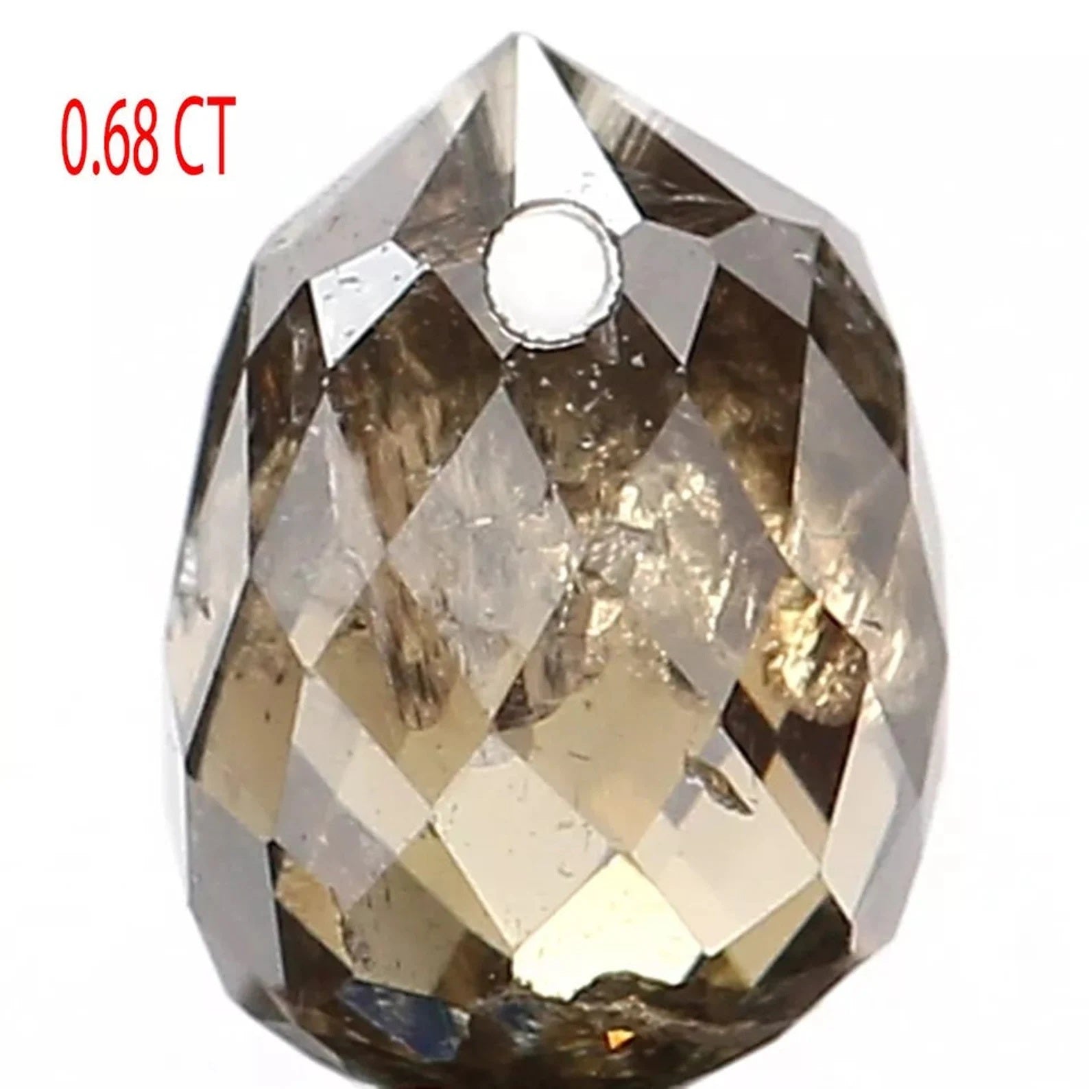 0.68 CT Natural Loose Drop Shape Diamond Brown Color Briolette Cut Diamond 5.15 MM Natural Brown Color Briolette Rose Cut Diamond NQ854