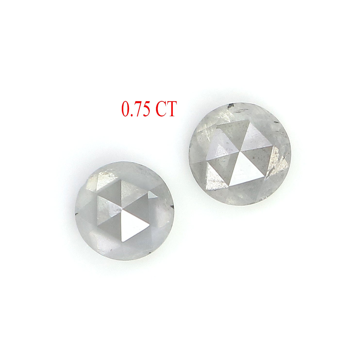 0.75 CT Natural Loose Round Shape Pair Diamond Grey Color Round Cut Diamond 4.30 MM Natural Loose Grey Color Round Rose Cut Diamond KQ2657