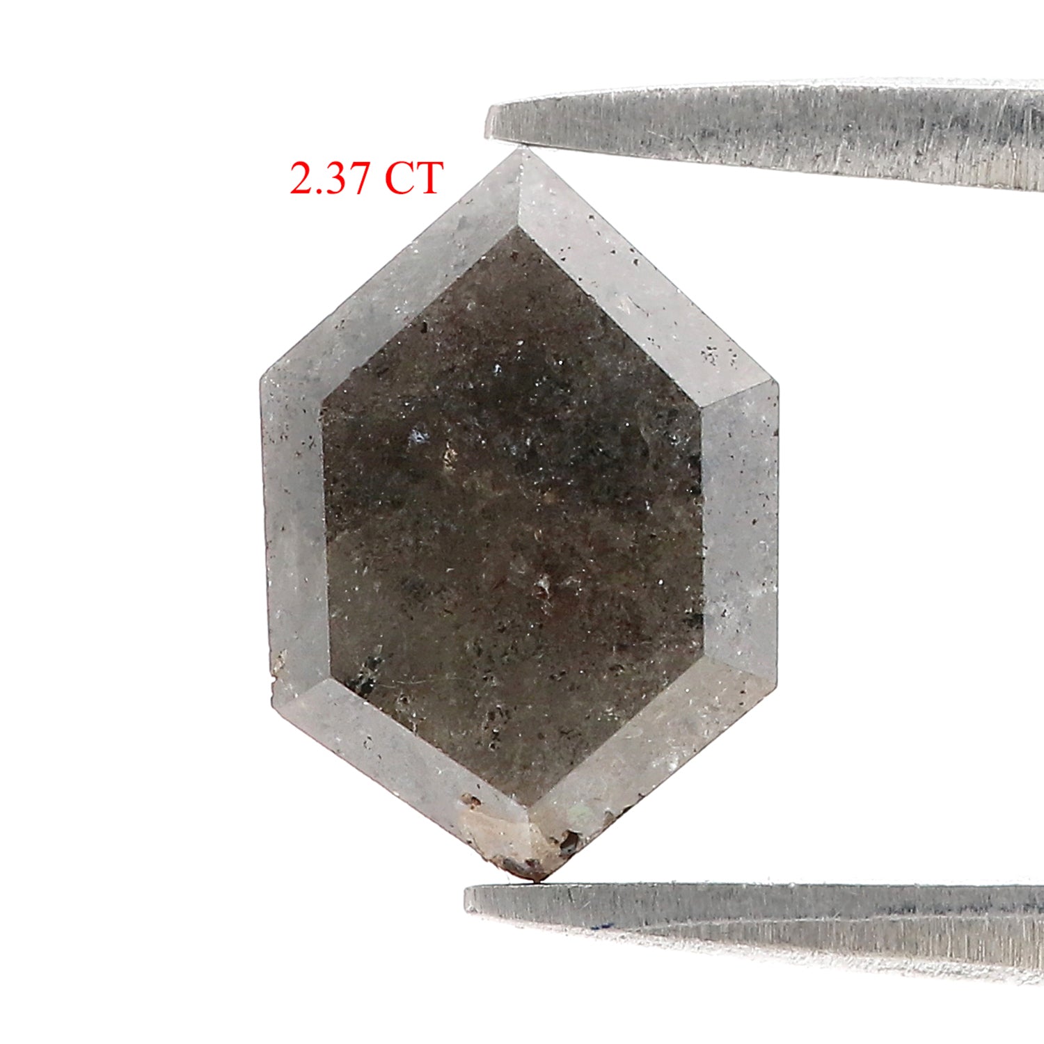 Natural Hexagon Black Grey Diamond 2.37 CT Loose Rose Cut Stone 10.28 MM Rustic Diamond Hexagon Diamond For Custom Engagement Ring L3644