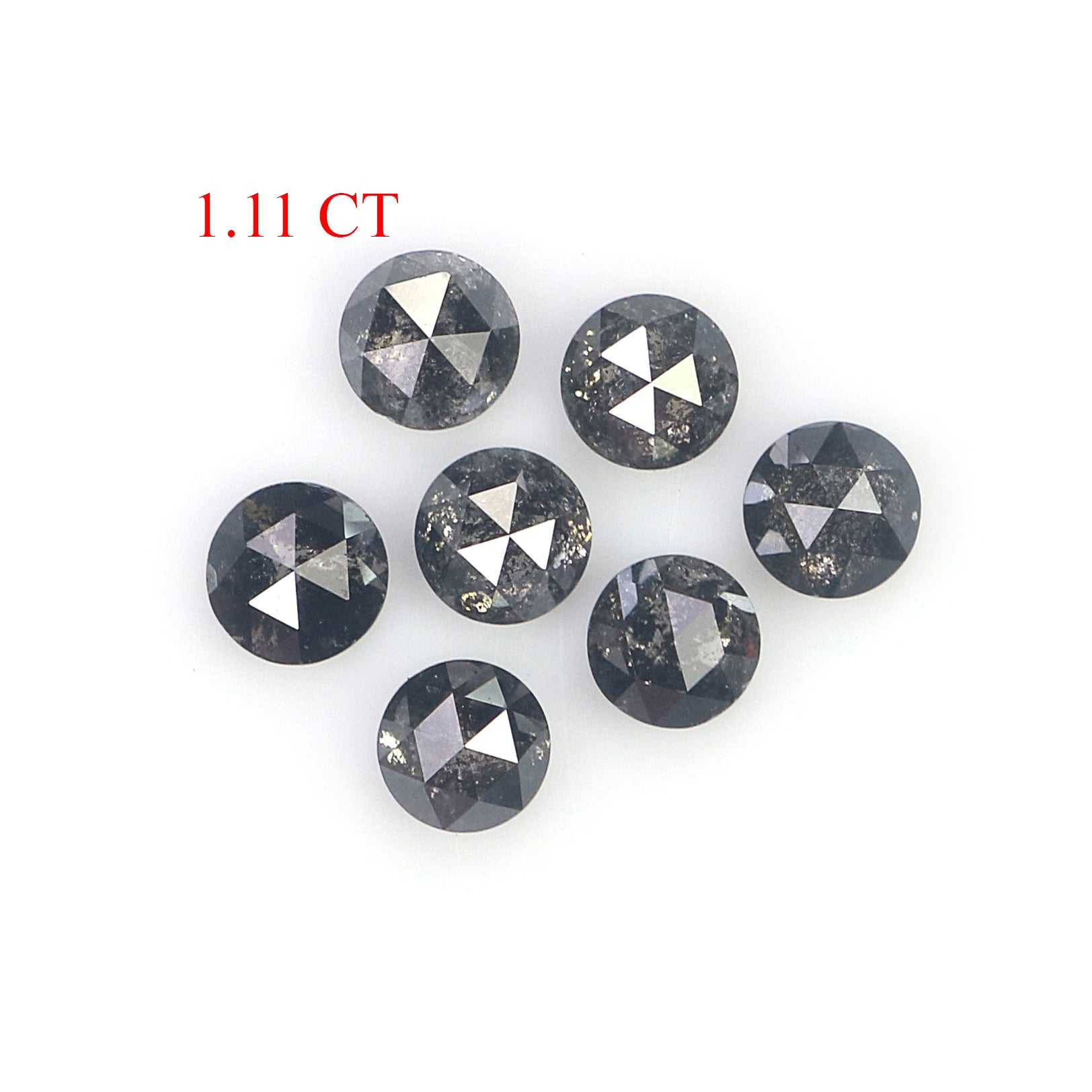 1.11 Ct Natural Loose Round Rose Cut Diamond Salt And Pepper Round Cut Diamond 3.10 MM Natural Black Grey Color Round Rose Cut Diamond L6226