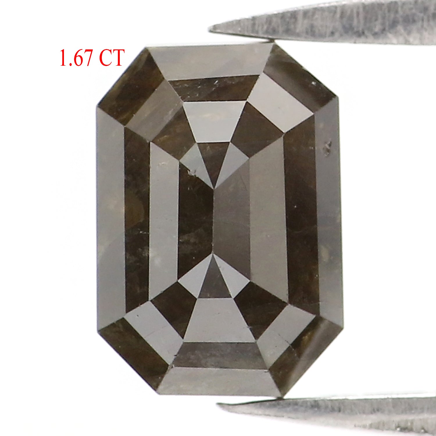 1.67 CT Natural Loose Emerald Shape Diamond Black Emerald Shape Diamond 7.80 MM Natural Loose  Black Color Emerald Rose Cut Diamond QL2853