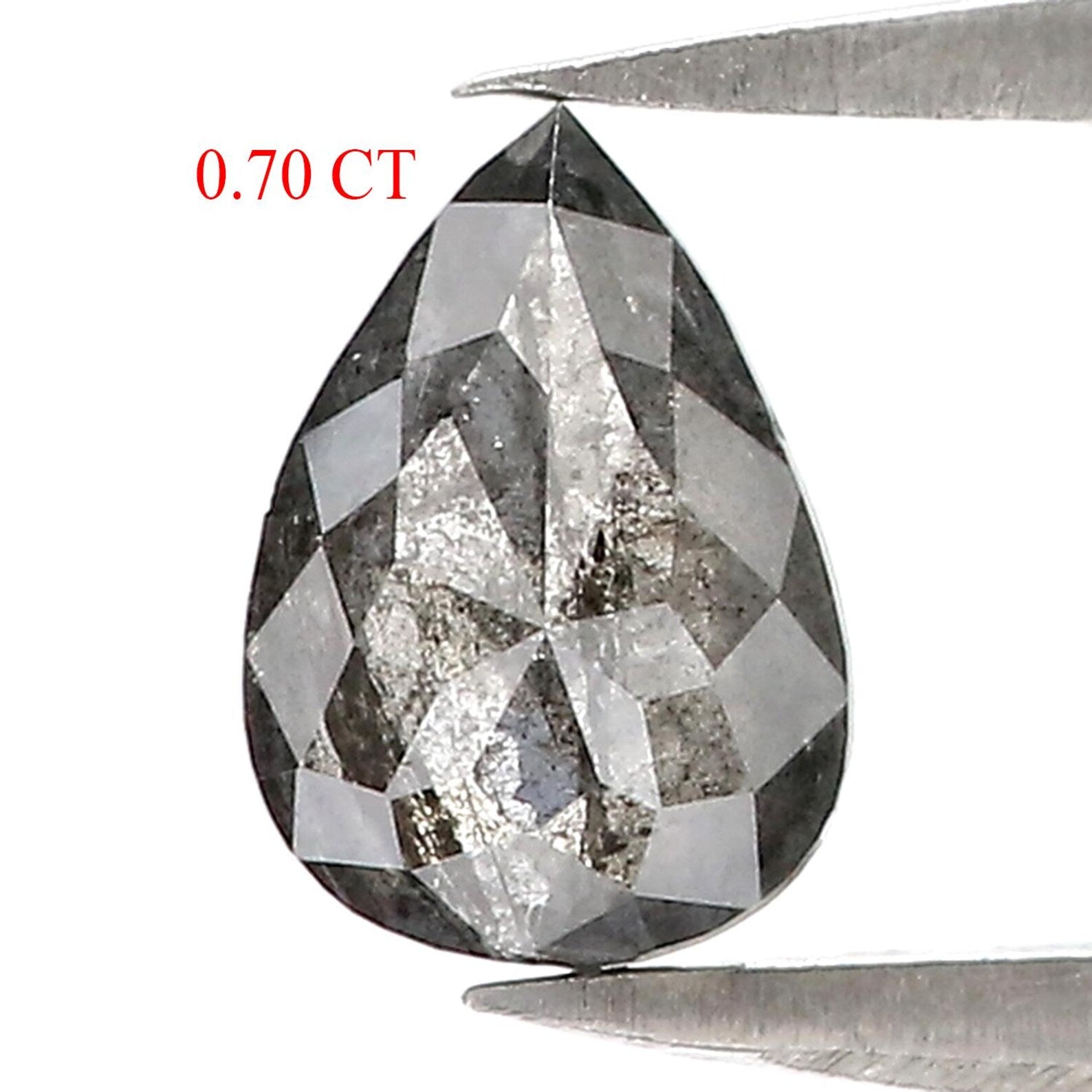 0.70 CT Natural Loose Pear Shape Diamond Salt And Pepper Diamond 7.20 MM Natural Loose Black Grey Color Pear Shape Rose Cut Diamond QN9960