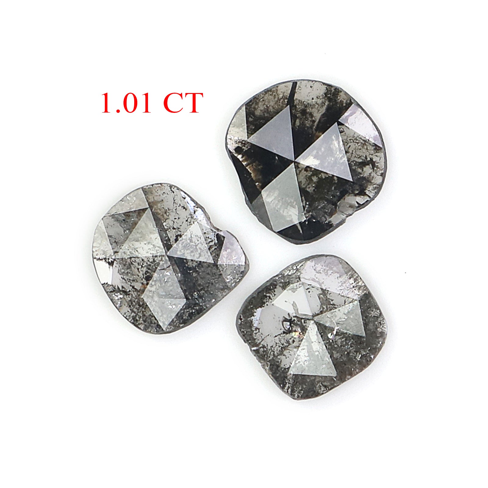1.01 CT Natural Loose Slice Shape Diamond Salt And Pepper Slice Uncut Diamond 6.40 MM Natural Black Grey Diamond Irregular Cut Diamond L3545
