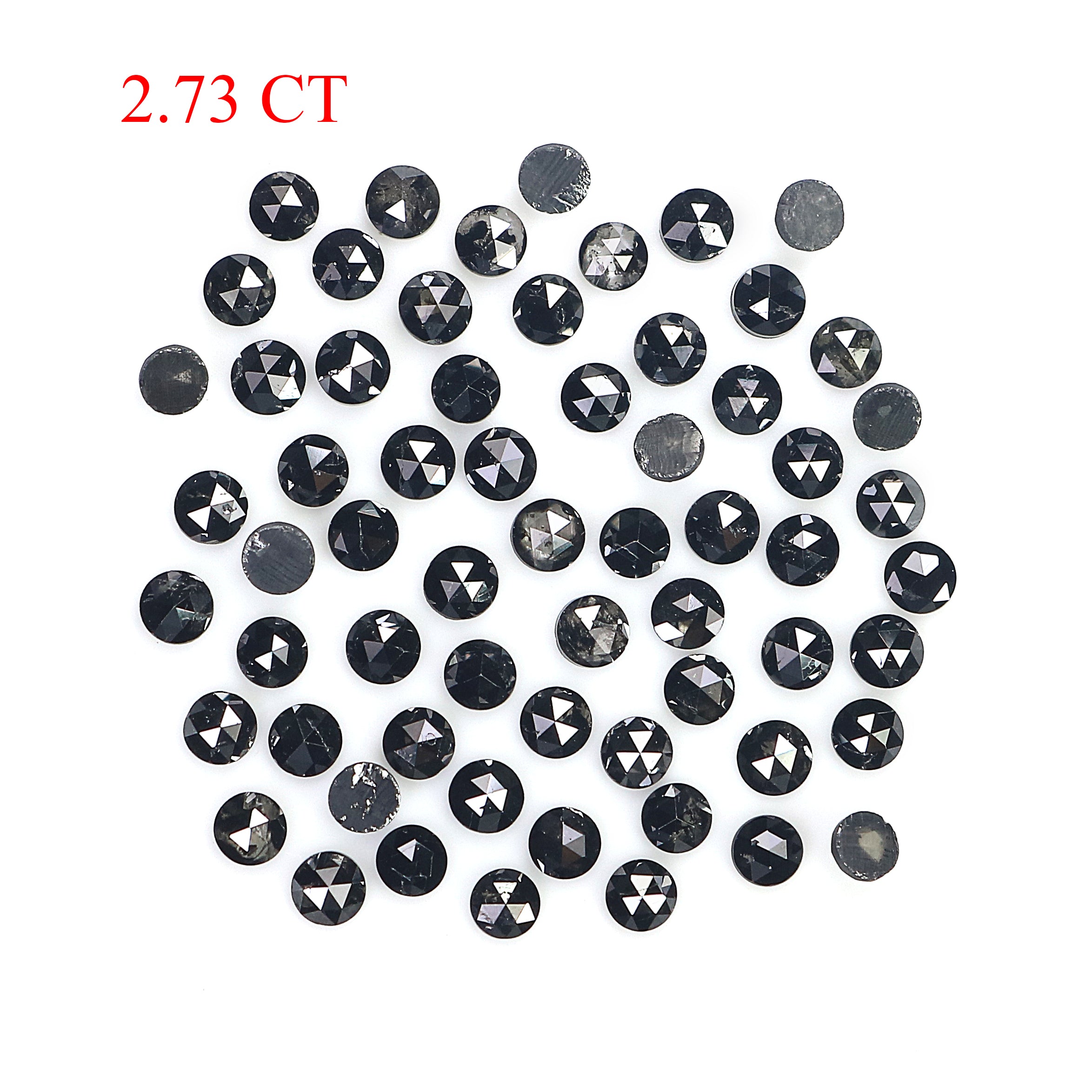 2.73 CT Natural Loose Round Rose Cut Diamond Black Color Round Shape Diamond 2.10 MM Natural Loose Black Color Round Rose Cut Diamond LQ1849