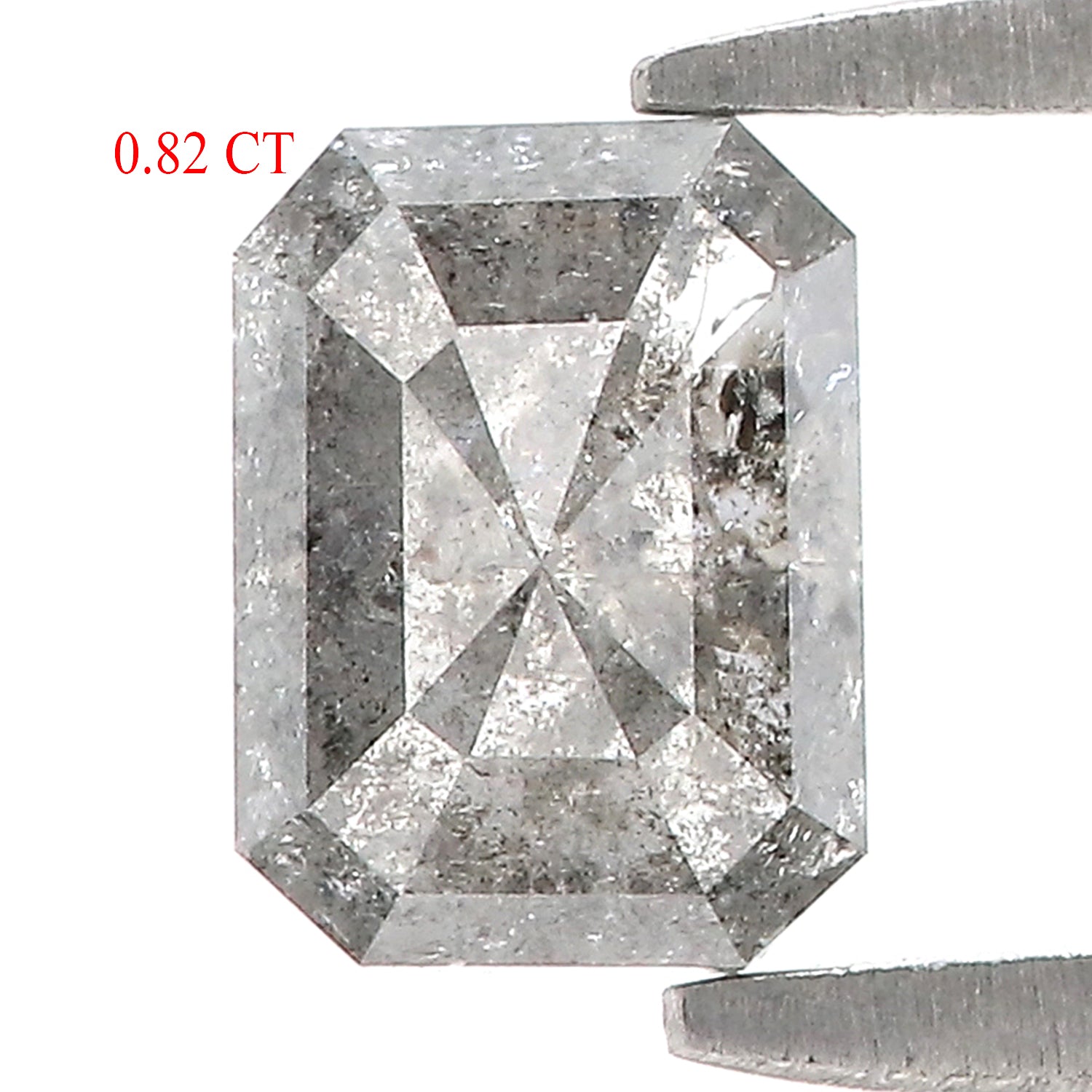 0.82 CT Natural Loose Emerald Shape Diamond Salt And Pepper Emerald Cut Diamond 6.10 MM Natural Black Grey Emerald Rose Cut Diamond LQ2003