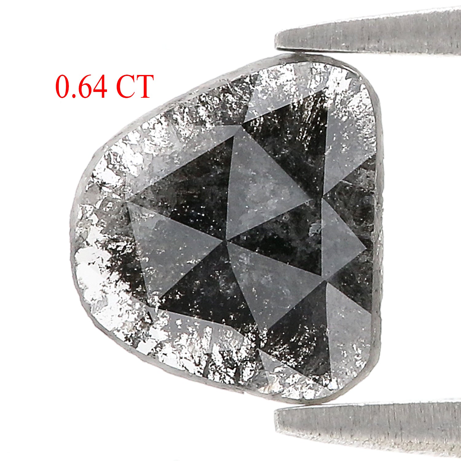 0.64 CT Natural Loose Slice Shape Diamond Salt And Pepper Slice Uncut Diamond 7.70 MM Natural Black Grey Slice Irregular Cut Diamond L3591