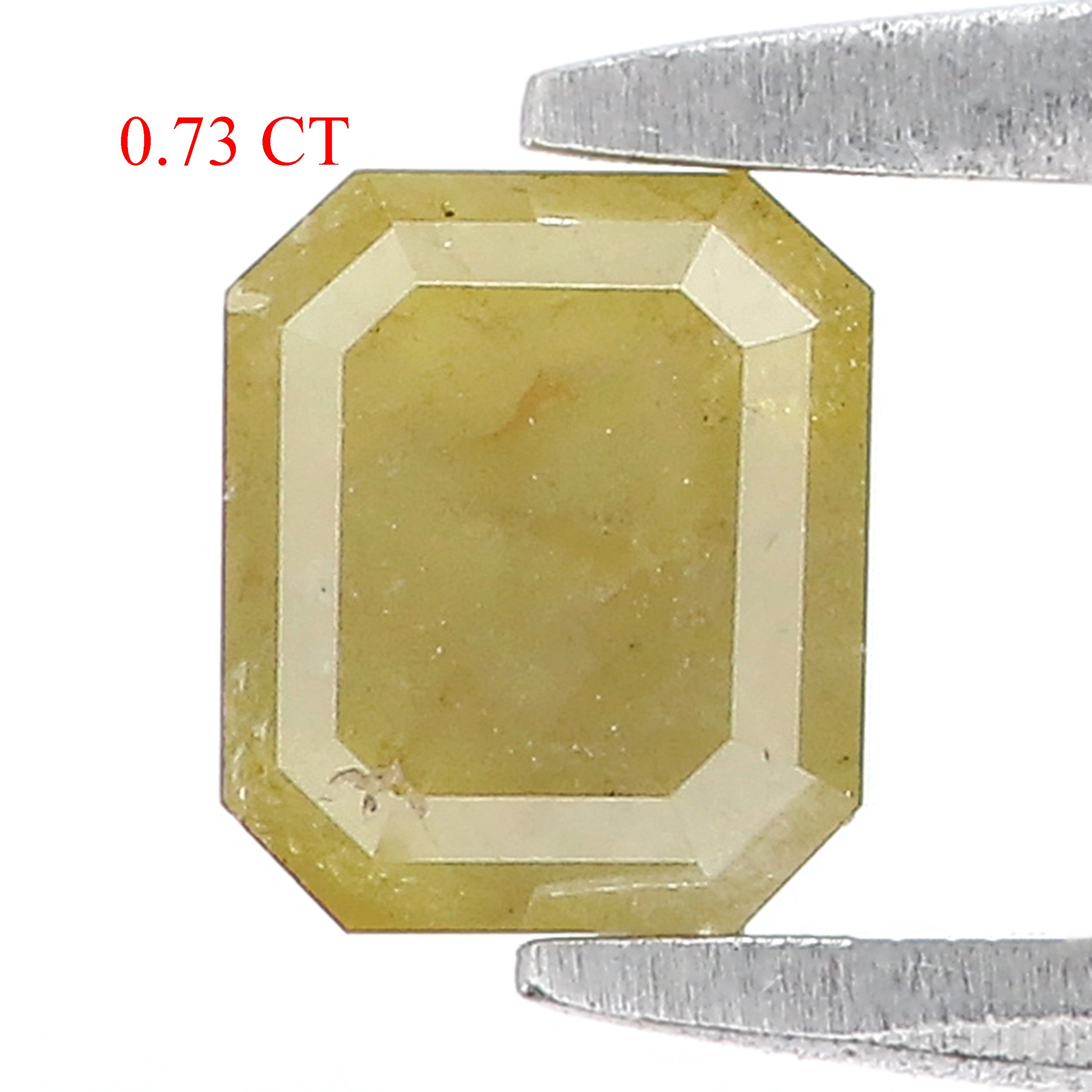 0.73 Ct Natural Loose Emerald Shape Diamond Yellow Color Emerald Diamond 5.05 MM Natural Loose Yellow Color Emerald Rose Cut Diamond N2651