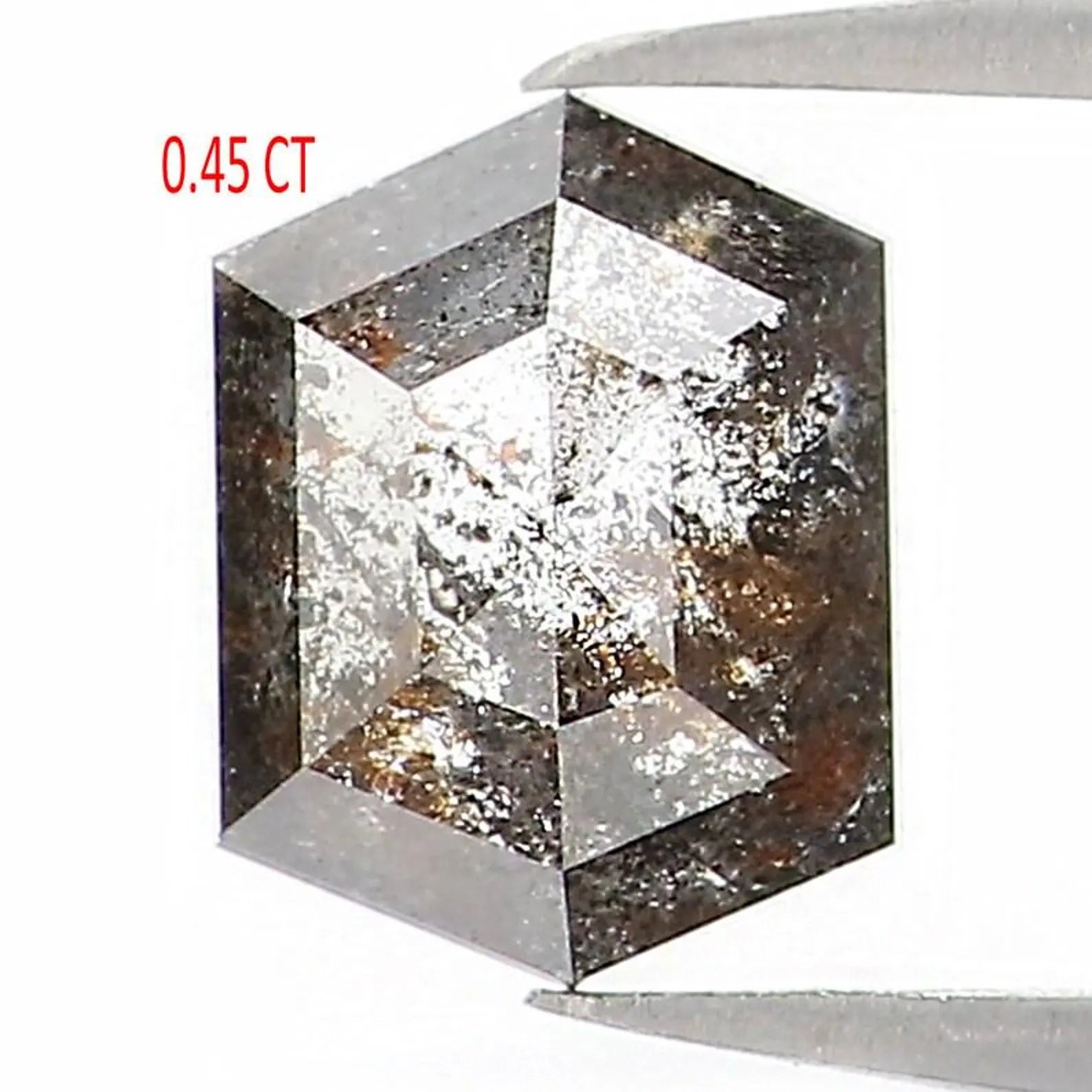 0.45 CT Natural Loose Hexagon Diamond Salt And Pepper Hexagon Diamond 5.10 MM Natural Loose Black Grey Color Hexagon Rose Cut Diamond NQ1516