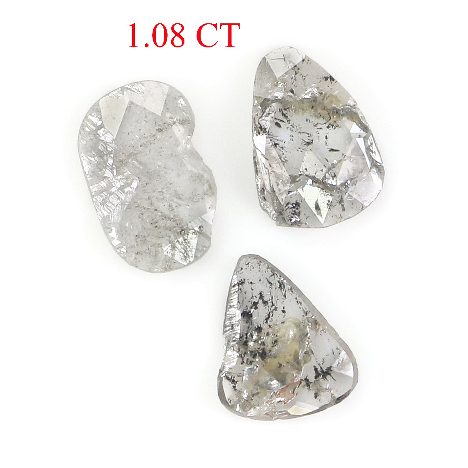 1.08 Ct Natural Loose Slice Shape Diamond Salt And Pepper Slice Cut Diamond 6.25 MM Natural Black Grey Diamond Irregular Cut Diamond LQ1479