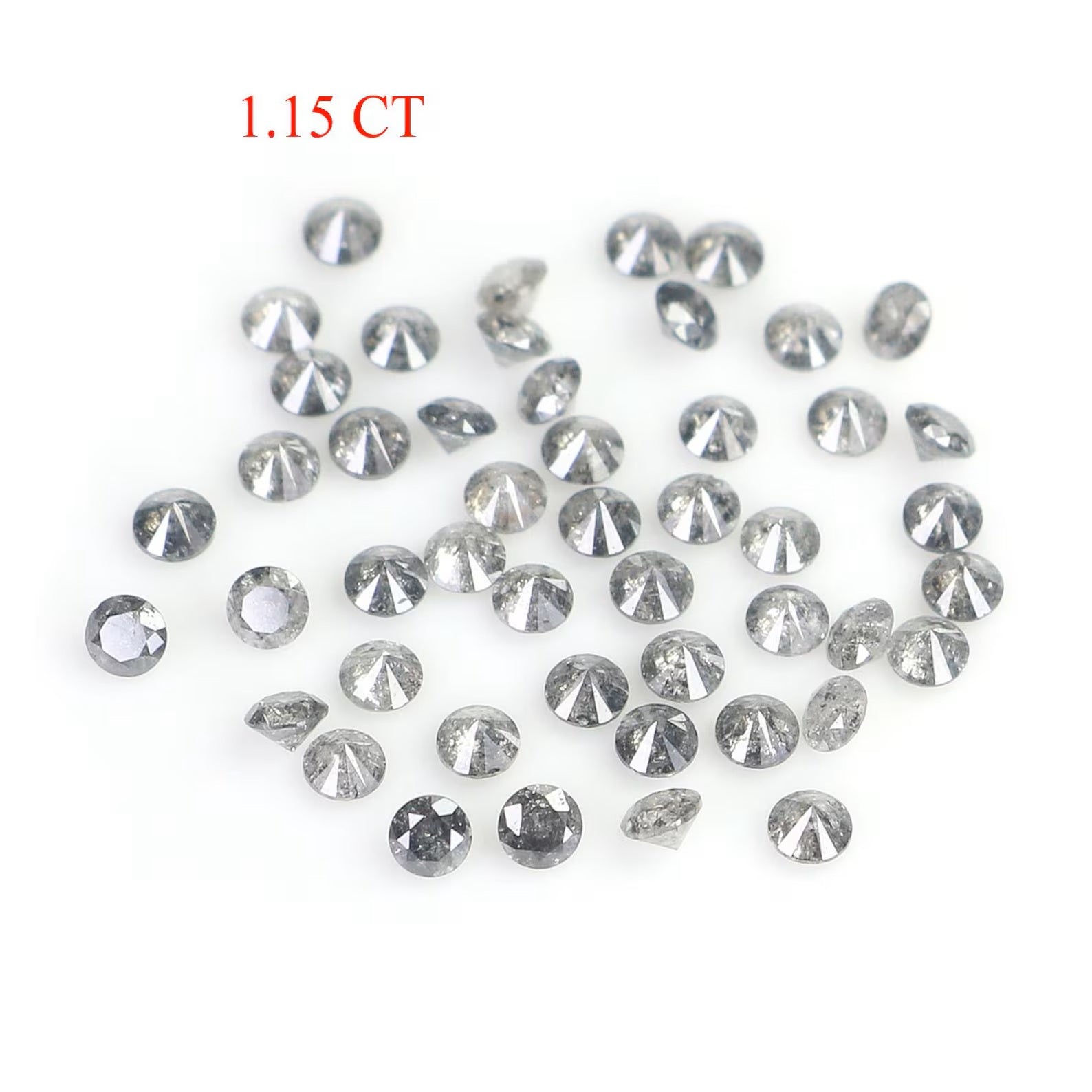 1.15 CT Natural Loose Round Shape Diamond Salt And Pepper Round Diamond 1.70 MM Natural Black Grey Color Round Brilliant Cut Diamond NQ706