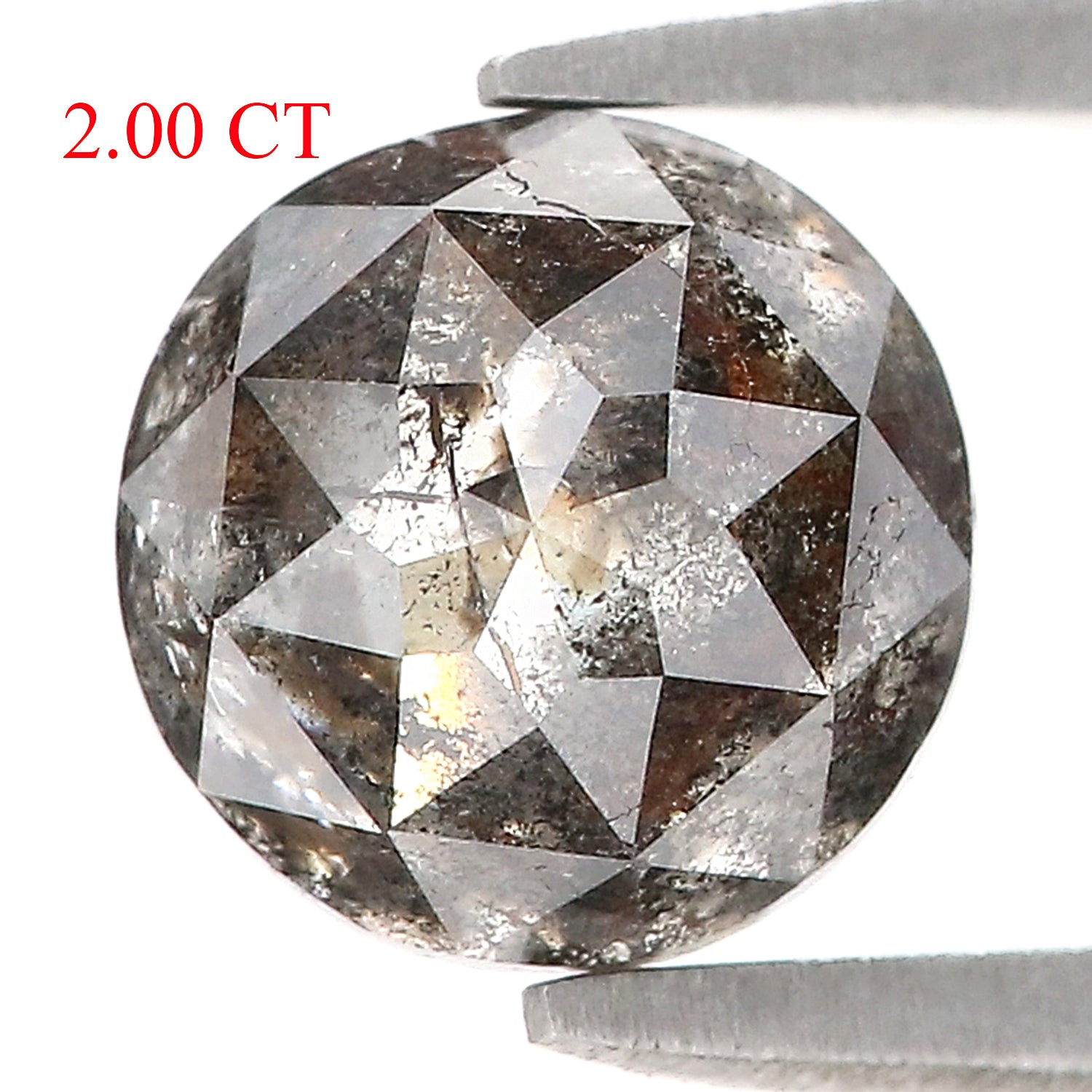 2.00 Ct Natural Loose Round Rose Cut Diamond Black Grey Color Rose Cut Diamond 7.20 MM Natural Loose Salt And Pepper Rose Cut Diamond QL674