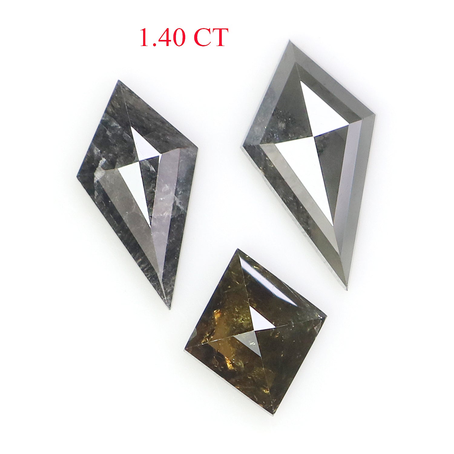 1.40 CT Natural Loose Kite Shape Diamond Salt And Pepper Kite Diamond 9.65 MM Natural Loose Black Gray Color Kite Rose Cut Diamond N2602
