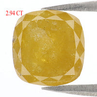 Natural Loose Cushion Diamond, Yellow Color Diamond, Natural Loose Diamond, Cushion Rose Cut Diamond, 2.94 CT Cushion Shape Diamond KDL6112