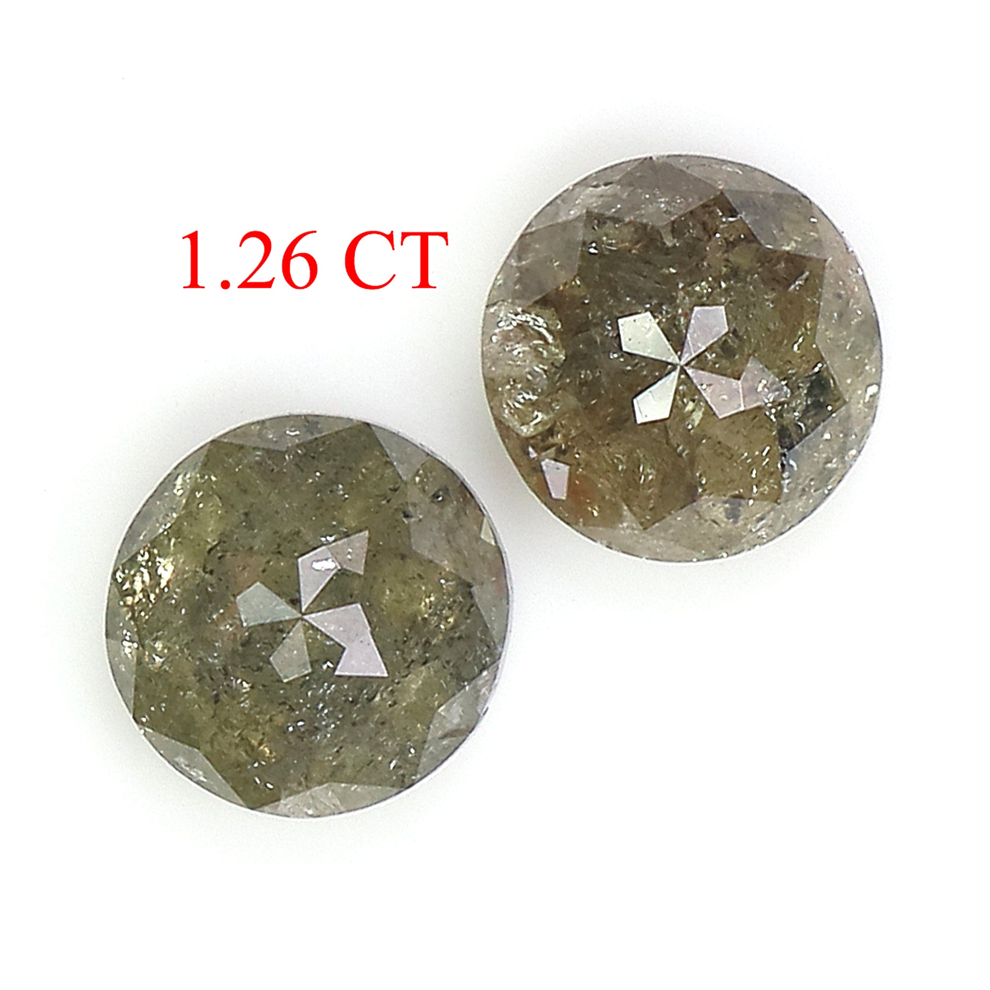 1.26 CT Natural Loose Round Rose Cut Pair Diamond Grey Color Round Shape Diamond 5.10 MM Natural Grey Color Round Rose Cut Diamond LQ638