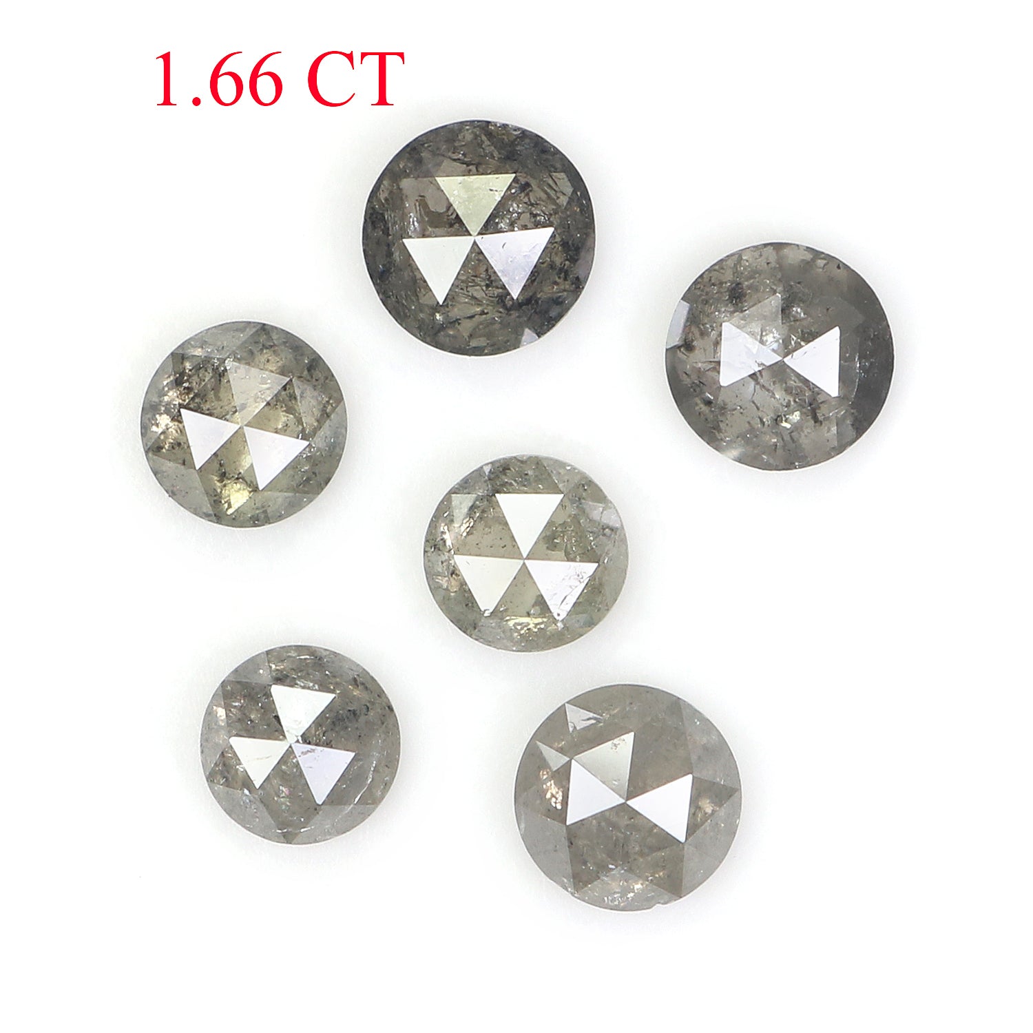 1.66 Ct Natural Loose Round Rose Cut Diamond Salt And Pepper Round Shape Diamond 3.70 MM Natural Black Grey Round Rose Cut Diamond L1133