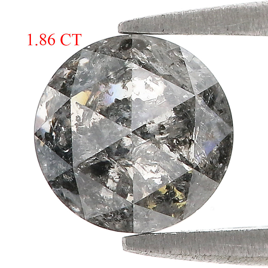 1.86 CT Natural Loose Round Rose Cut Diamond Salt And Pepper Round Diamond 7.25 MM Natural Loose Black Grey Color Rose Cut Diamond QL2001